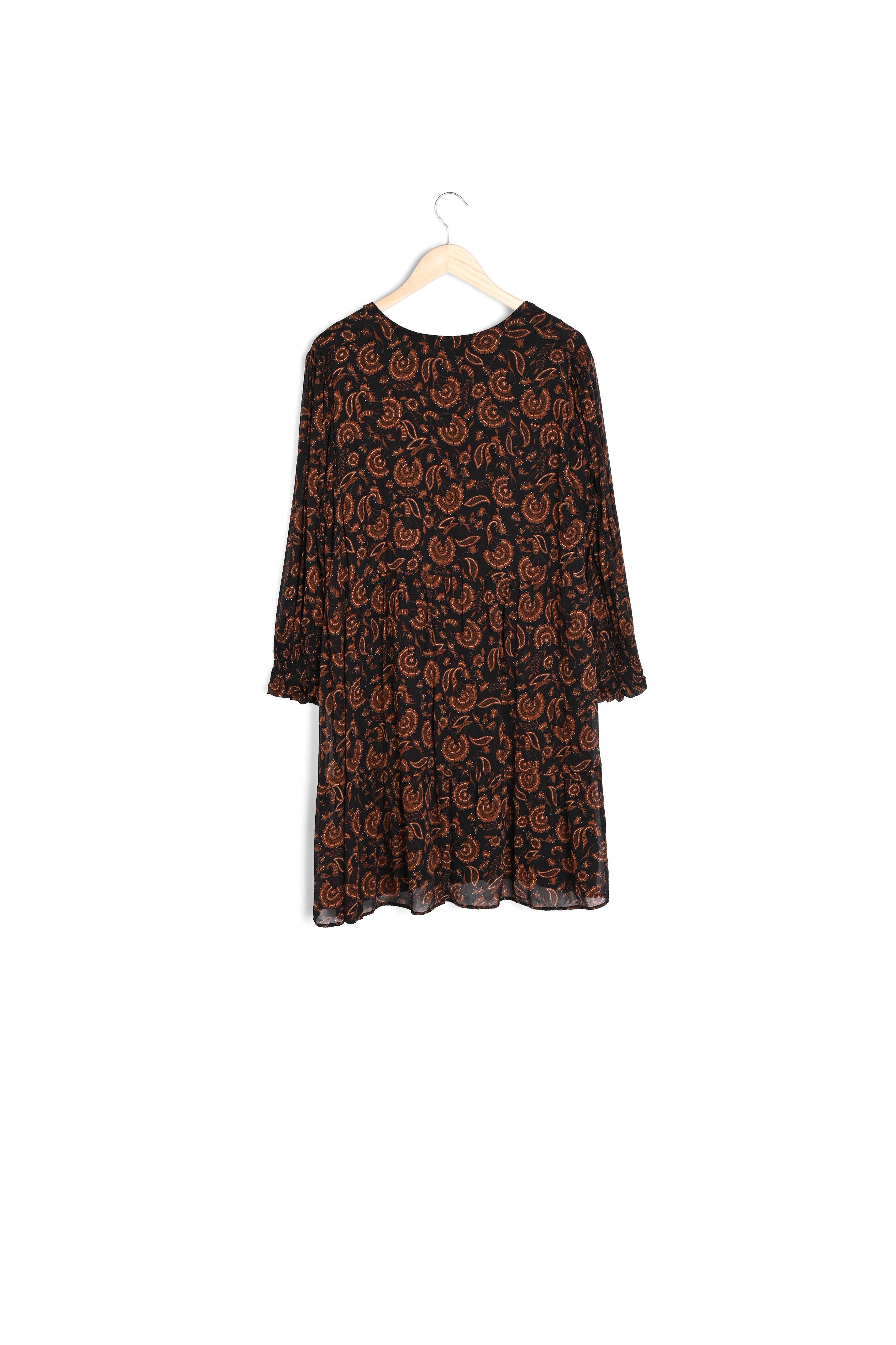 robe courte imprimée noire et brique Nadira Faume - seconde main