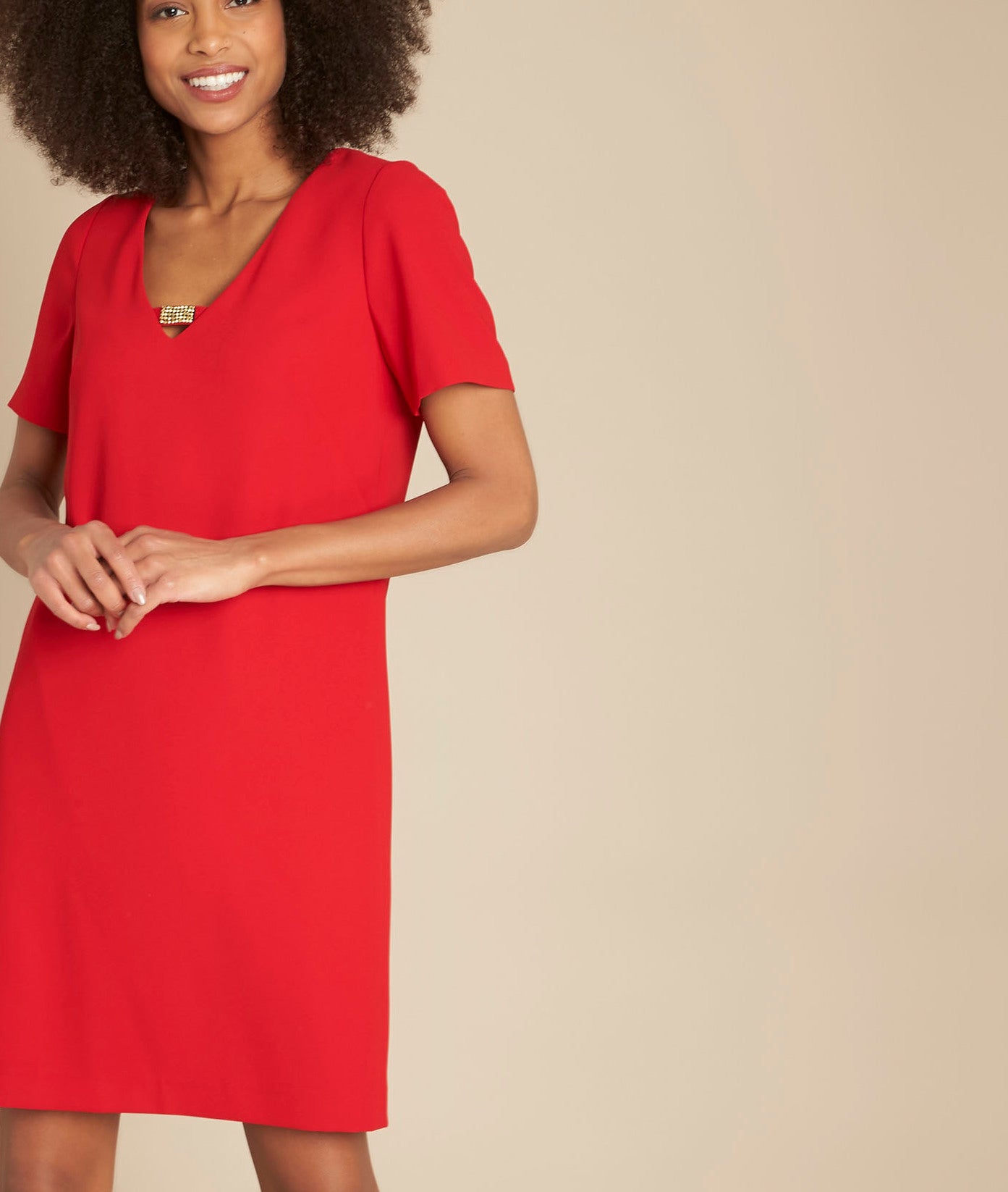 Robe rouge détail strass Noel Faume - seconde main