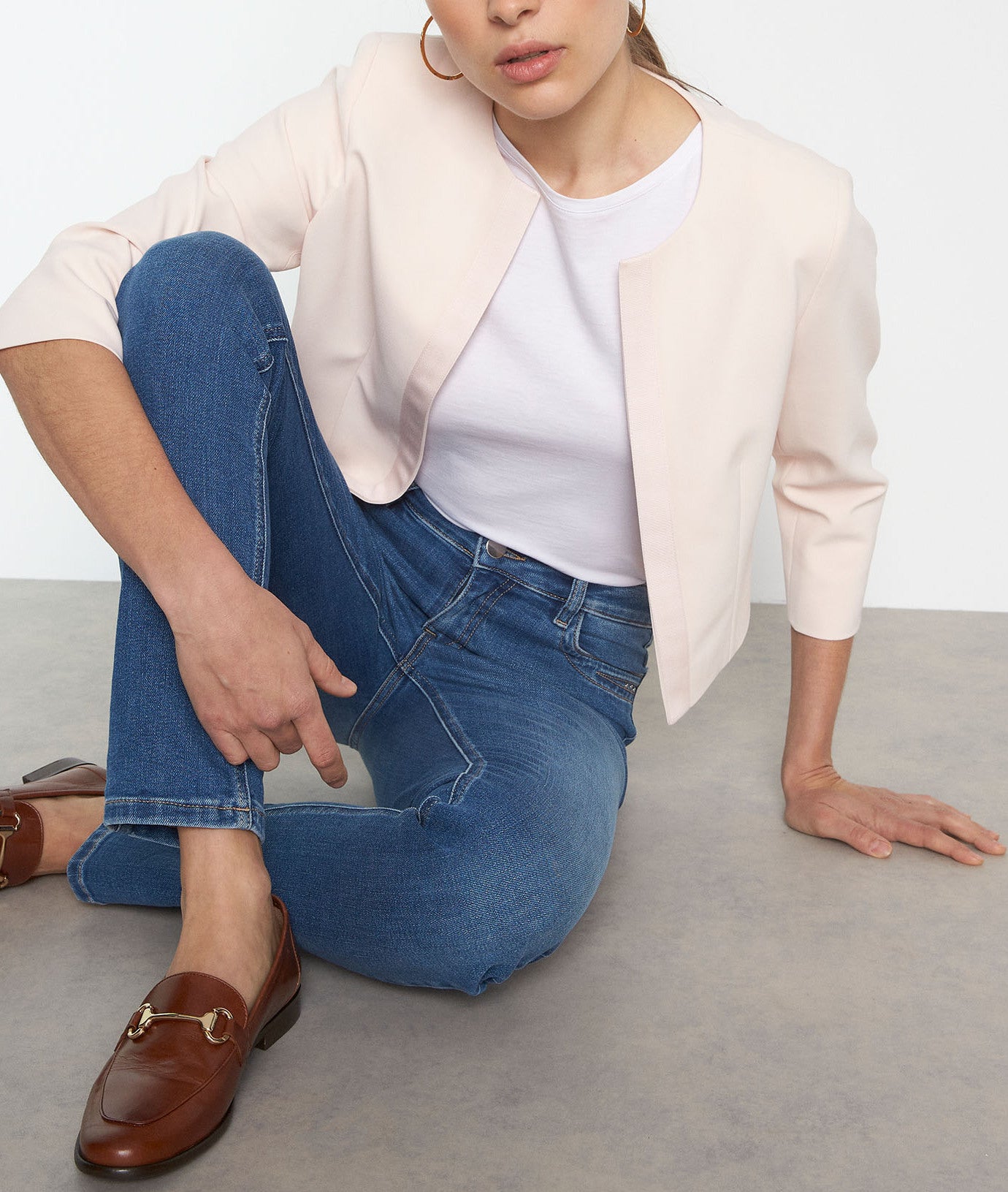 Boléro en microfibre rose poudré Lalie Faume - seconde main