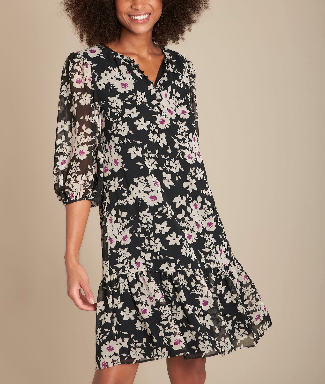 Robe droite imprimé fleuri Izine Faume - seconde main