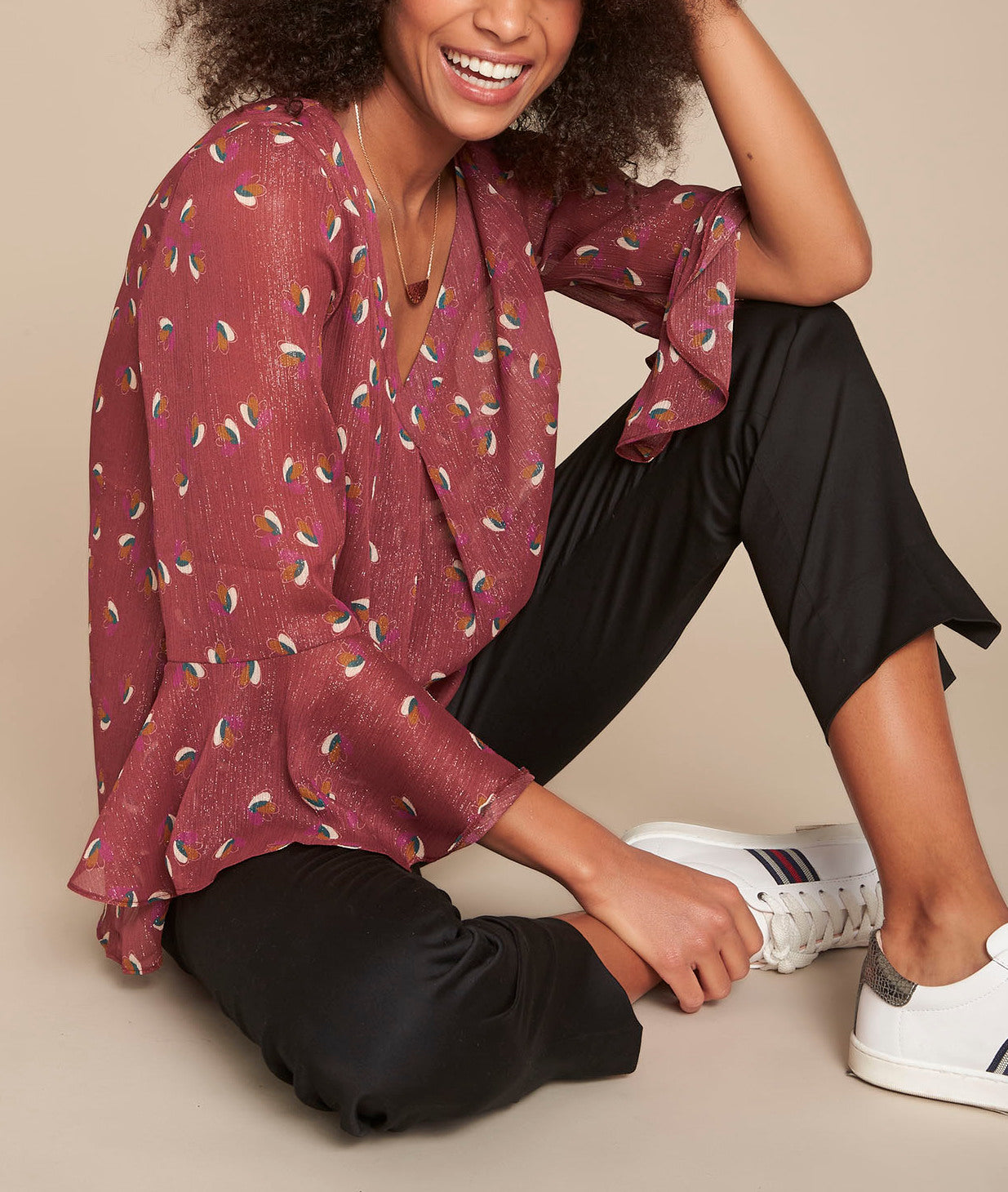 Blouse pourpre imprimée Munich Faume - seconde main