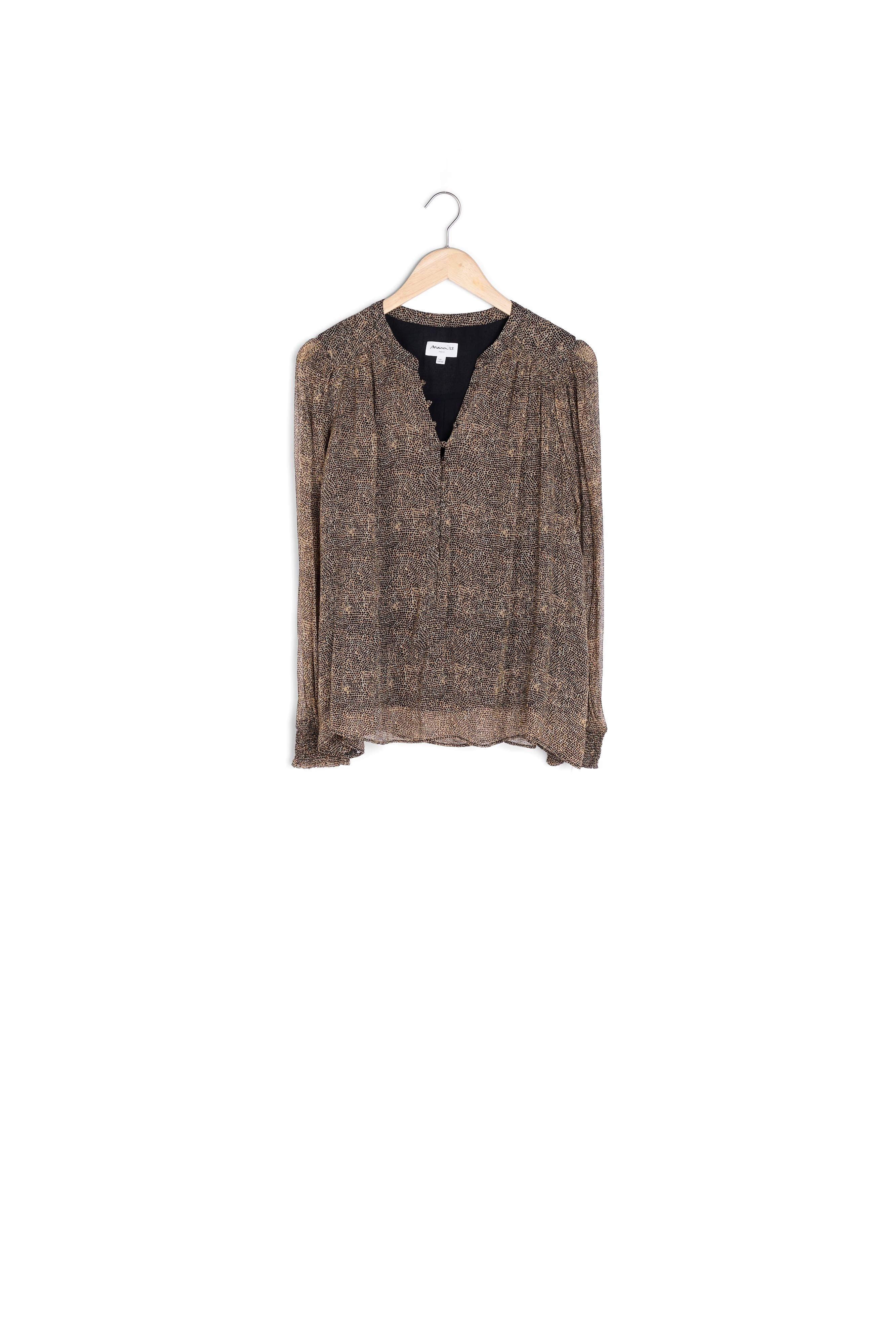 Blouse fluide imprimée noir et camel Anais Faume - seconde main