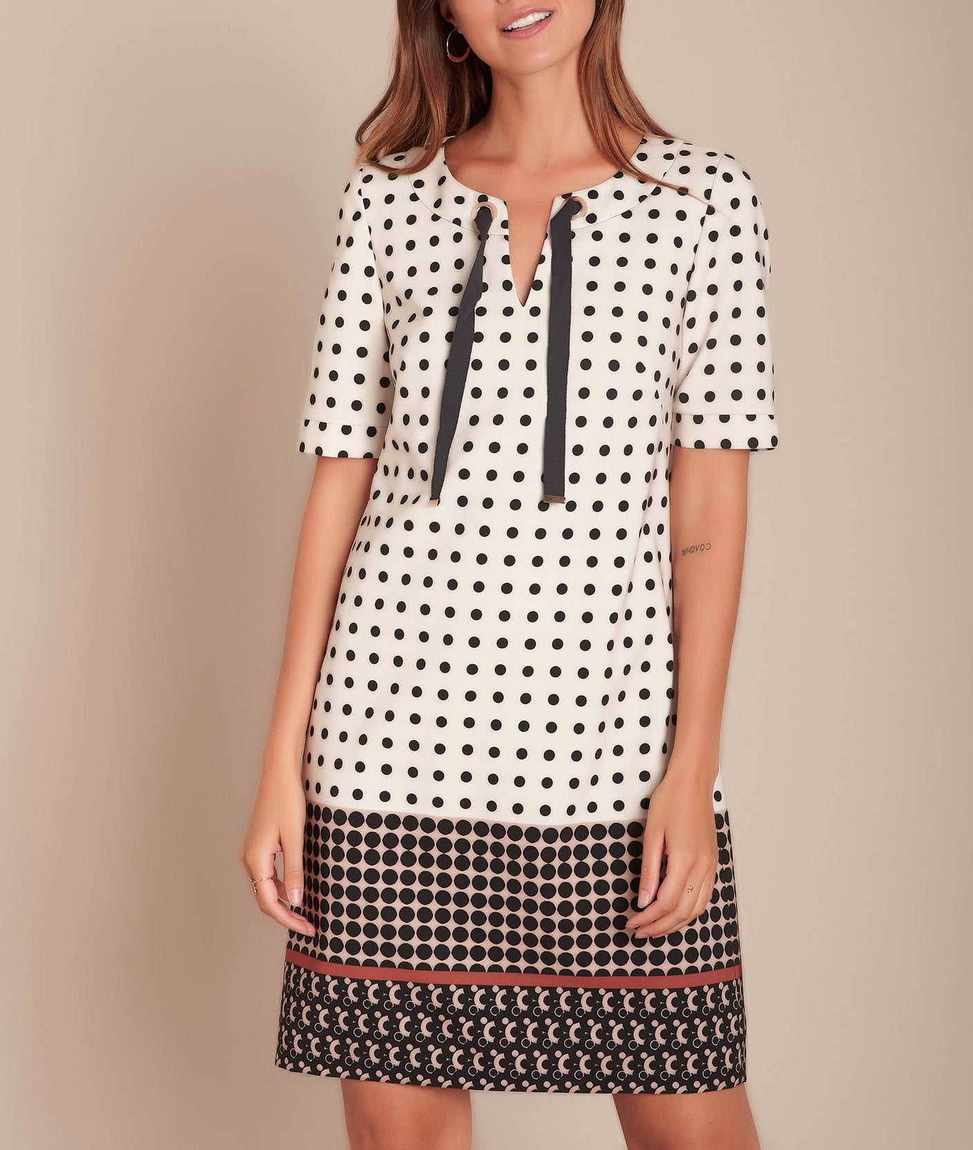 Robe beige imprimé pois Iliane Faume - seconde main