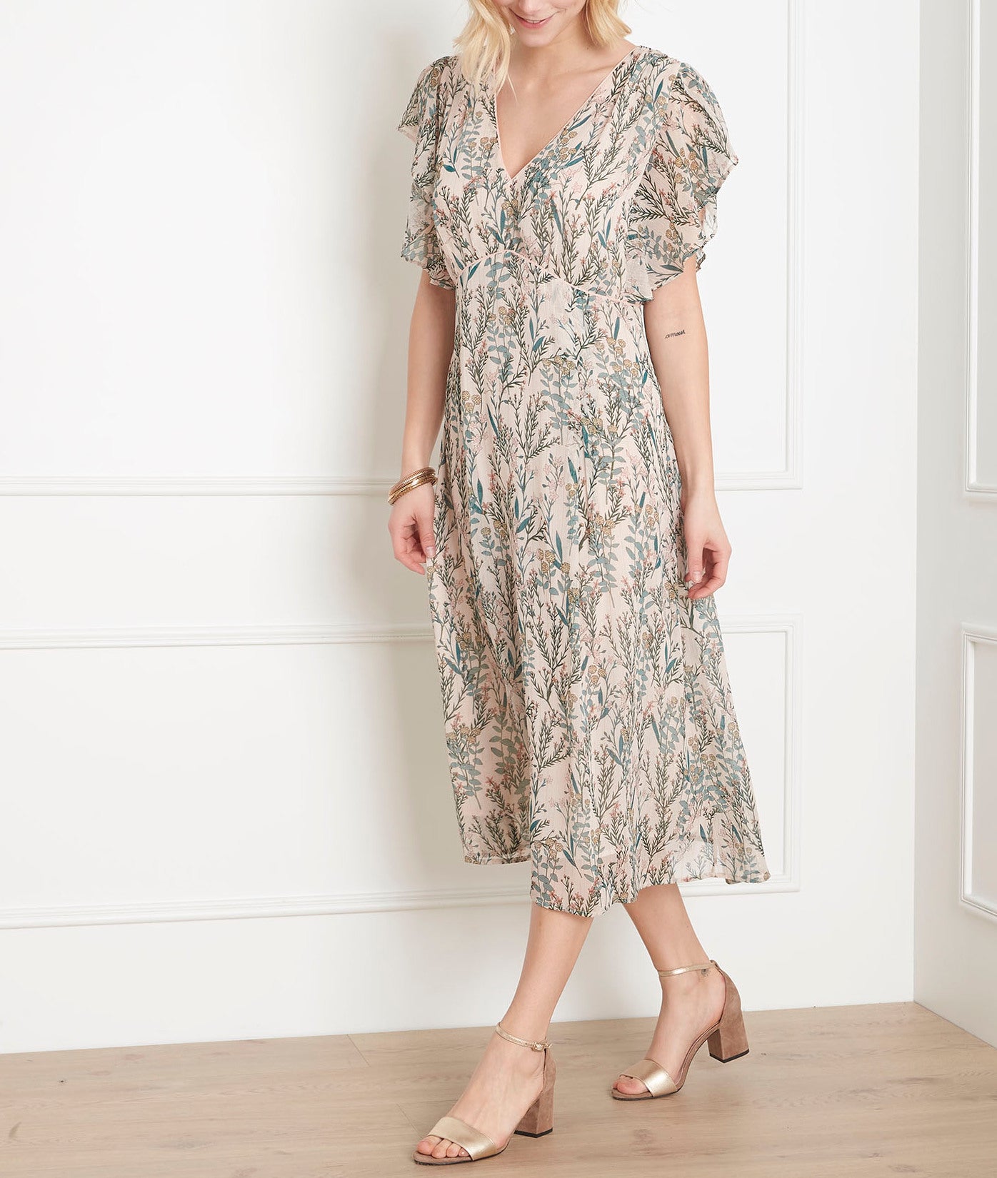 Robe écrue imprimé fleuri Ludo Faume - seconde main