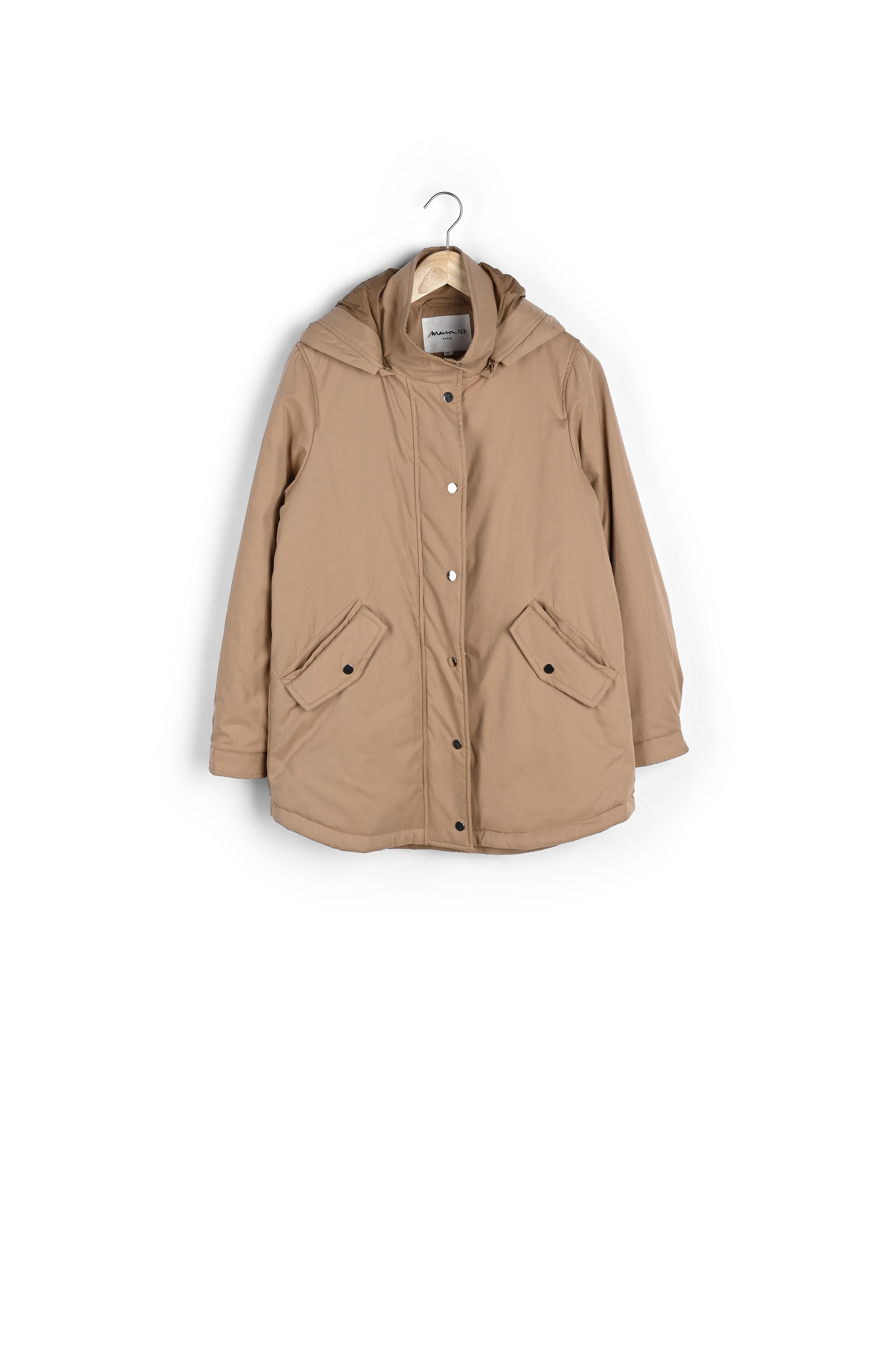 Parka courte à capuche beige Mélie Faume - seconde main