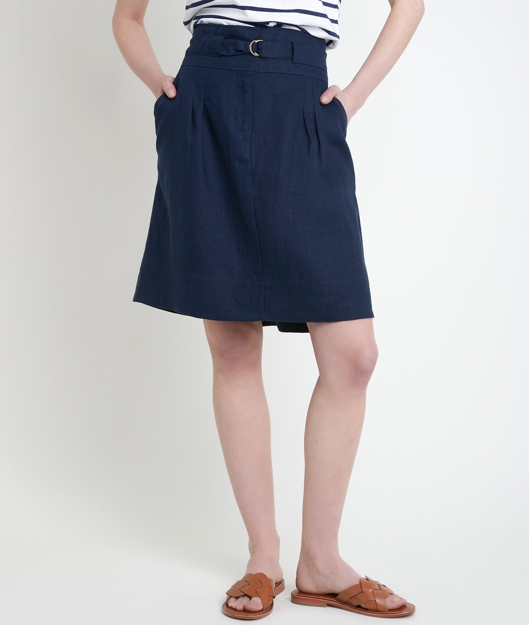 Jupe en lin certifié bleu Elisa Faume - seconde main