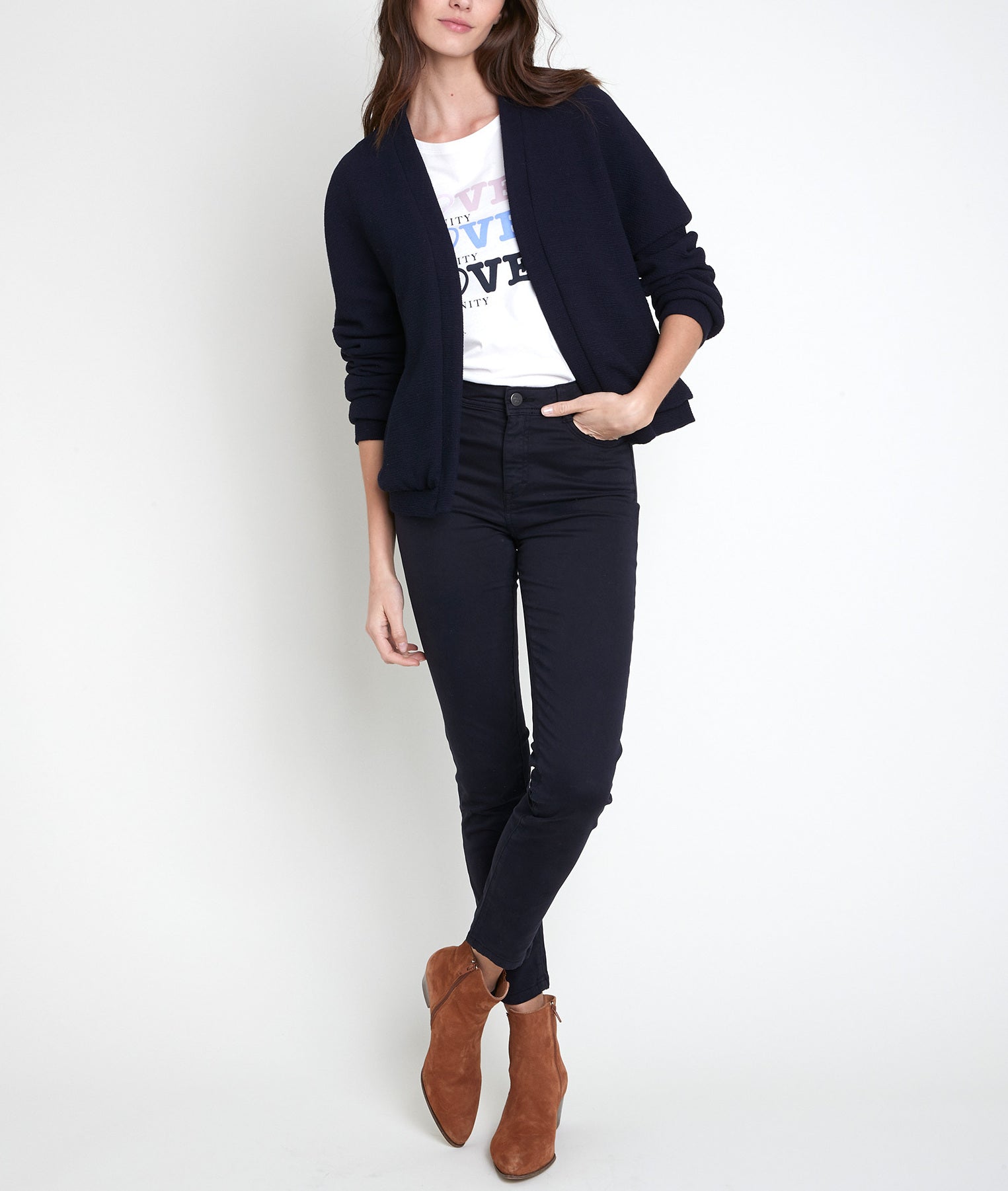 Veste gaufrée marine Pia Faume - seconde main