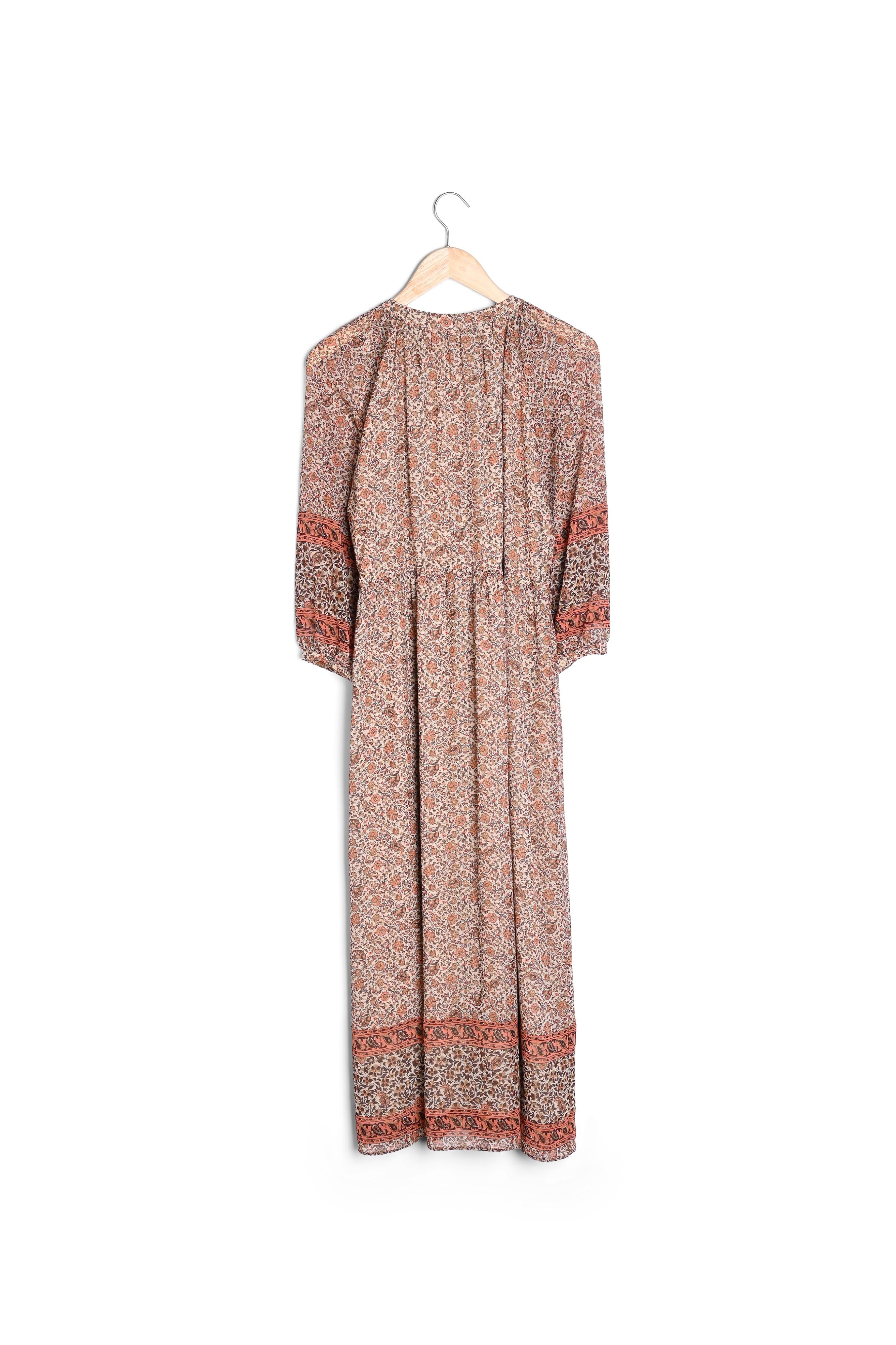 Robe longue imprimée vieux rose Satine Faume - seconde main