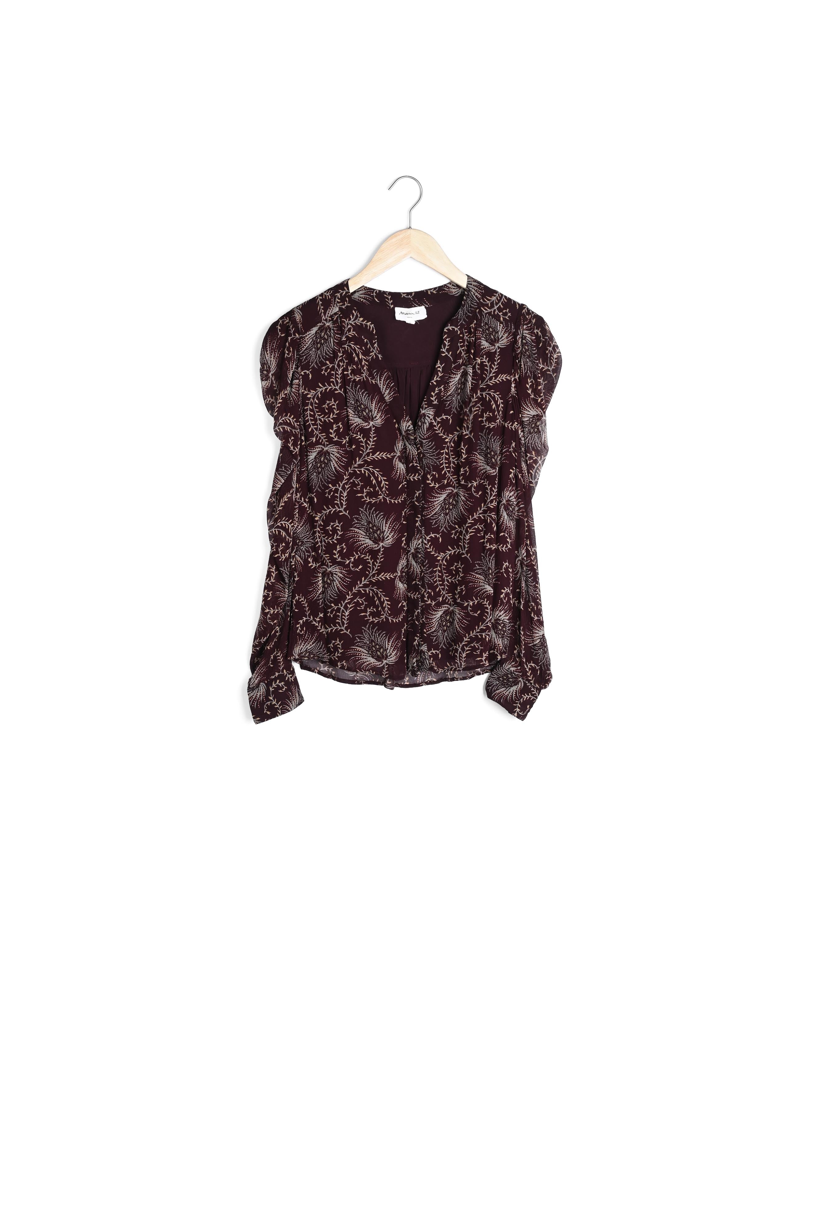 Blouse à manches bouffantes imprimée bordeaux Armony Faume - seconde main