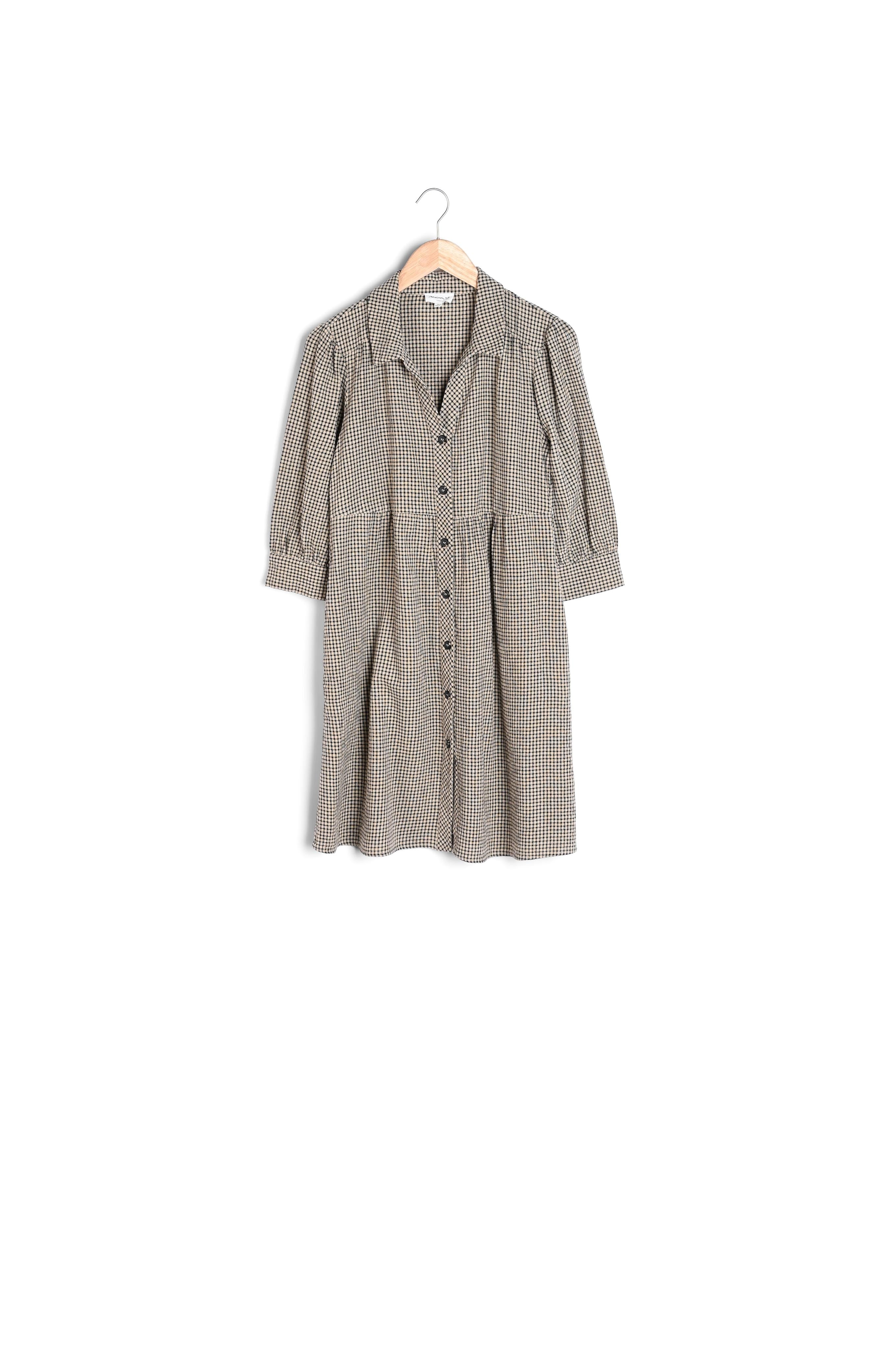Robe courte en vichy beige et noire Hema Faume - seconde main