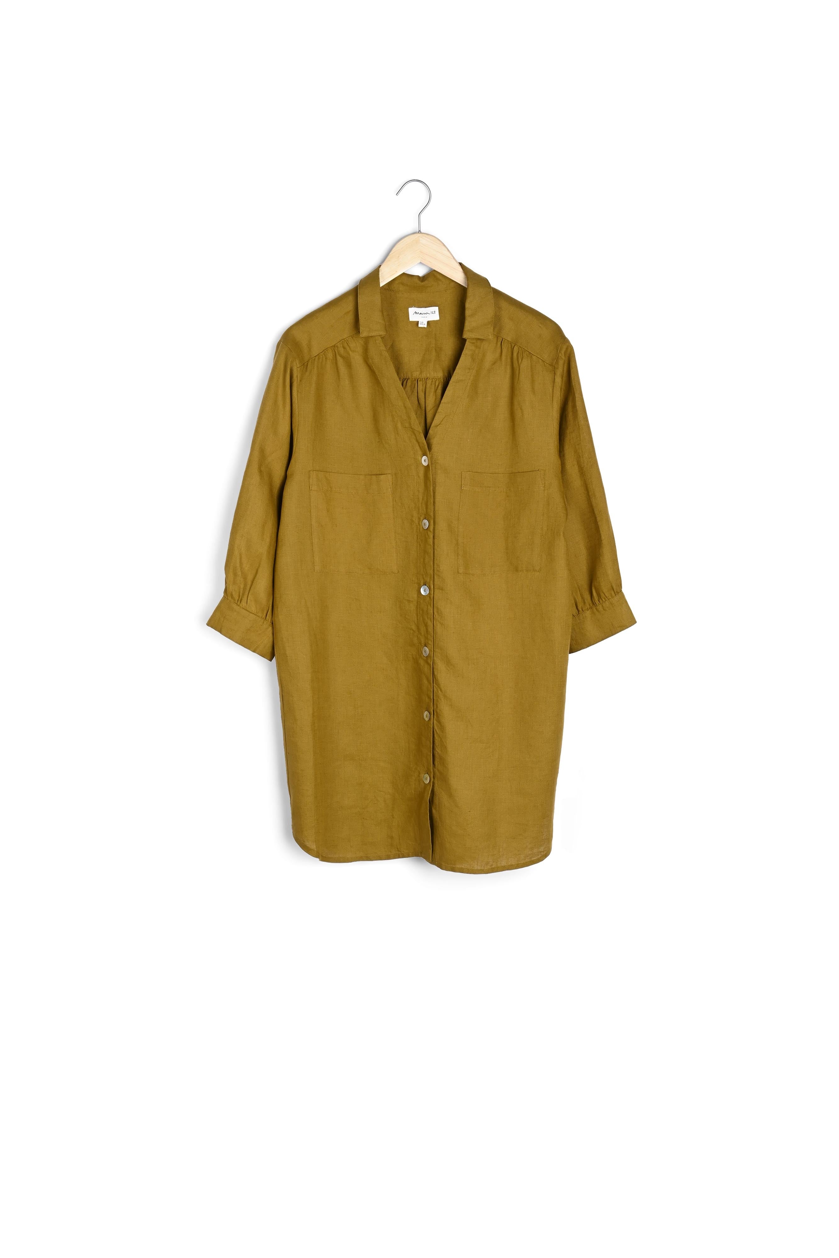 Robe courte en lin responsable olive Nicky Faume - seconde main