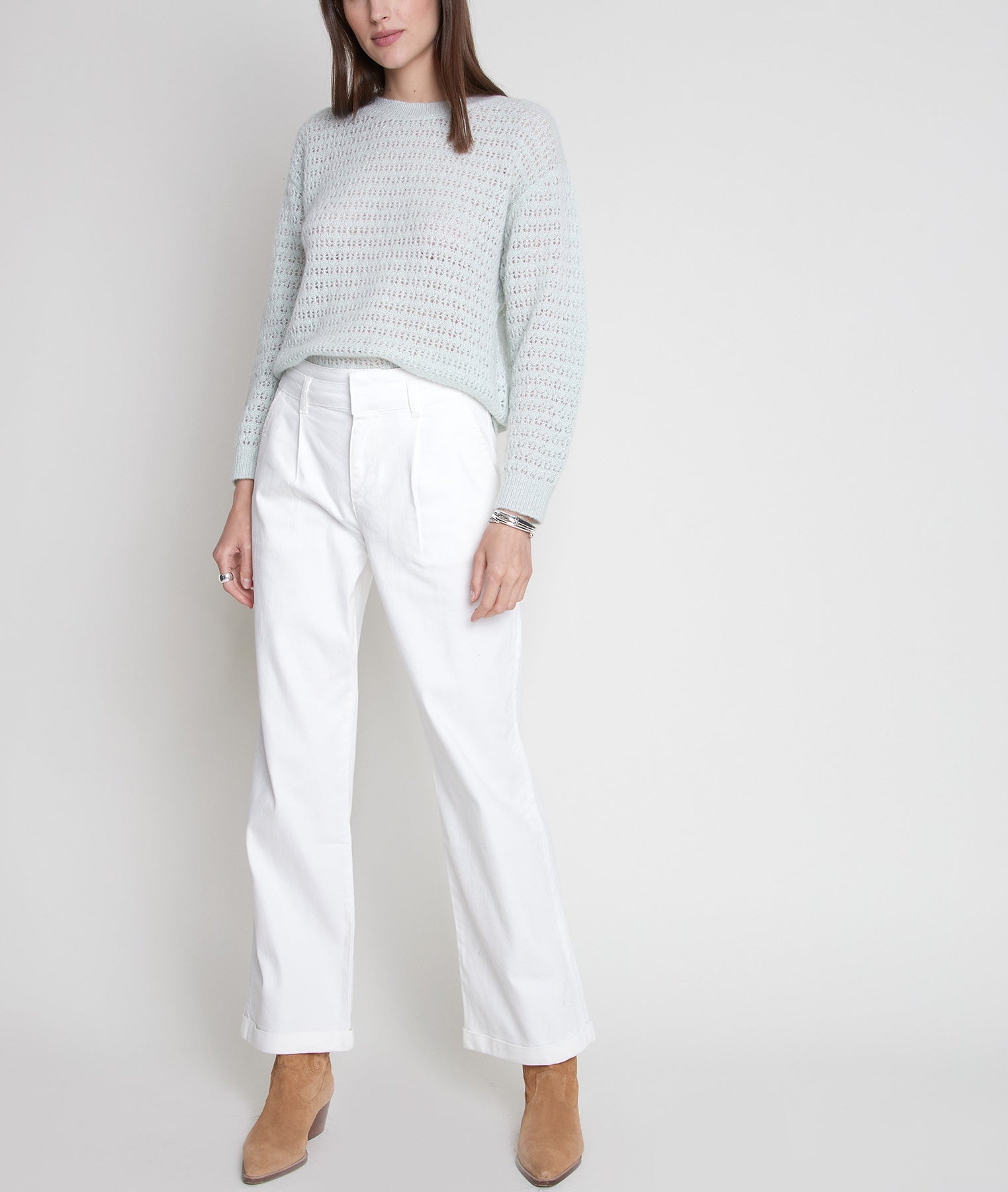 Pull en maille épaisse ajourée jade Tokyo Faume - seconde main