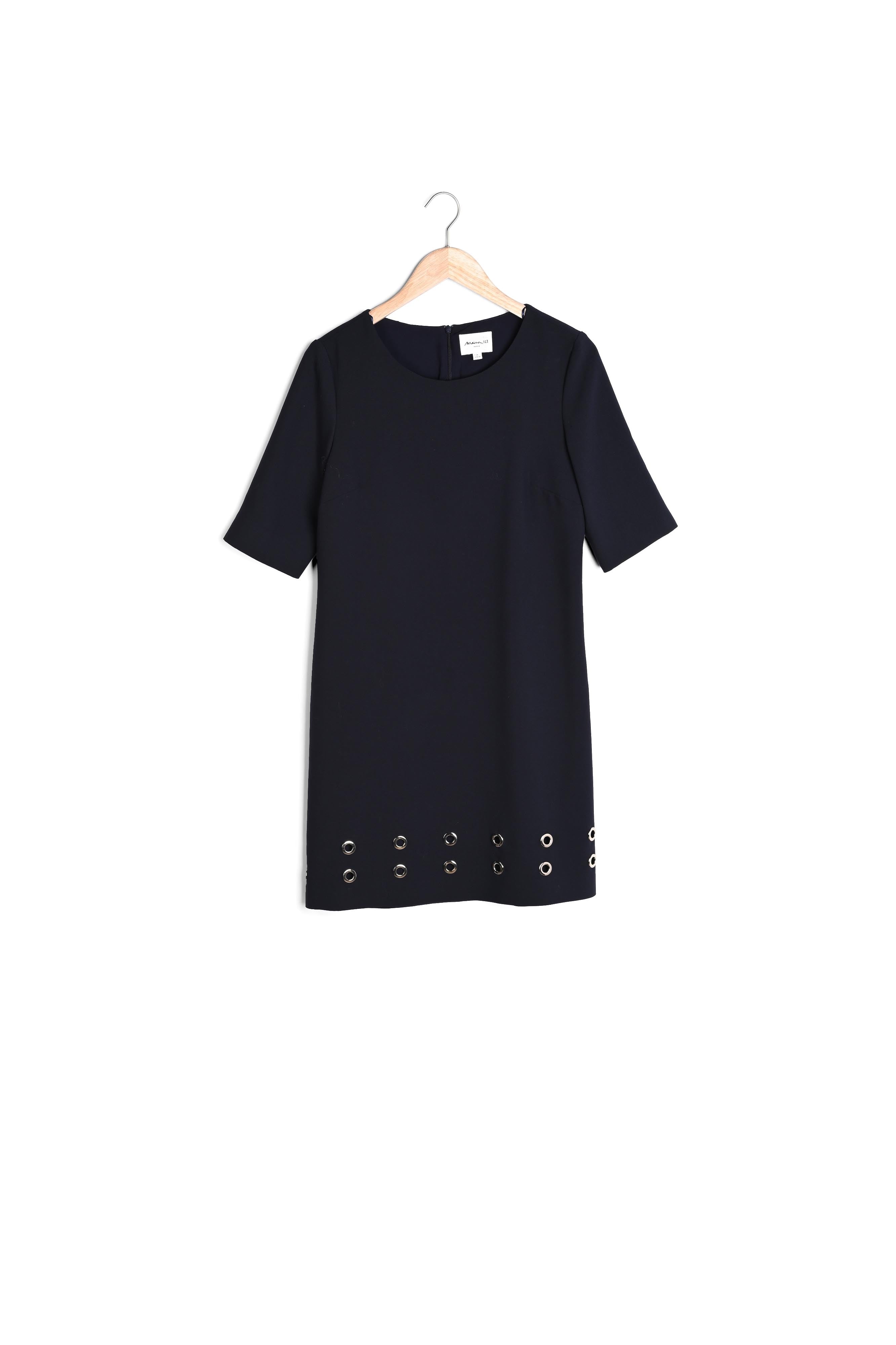 Robe compacte marine à oeillets Corinne Faume - seconde main