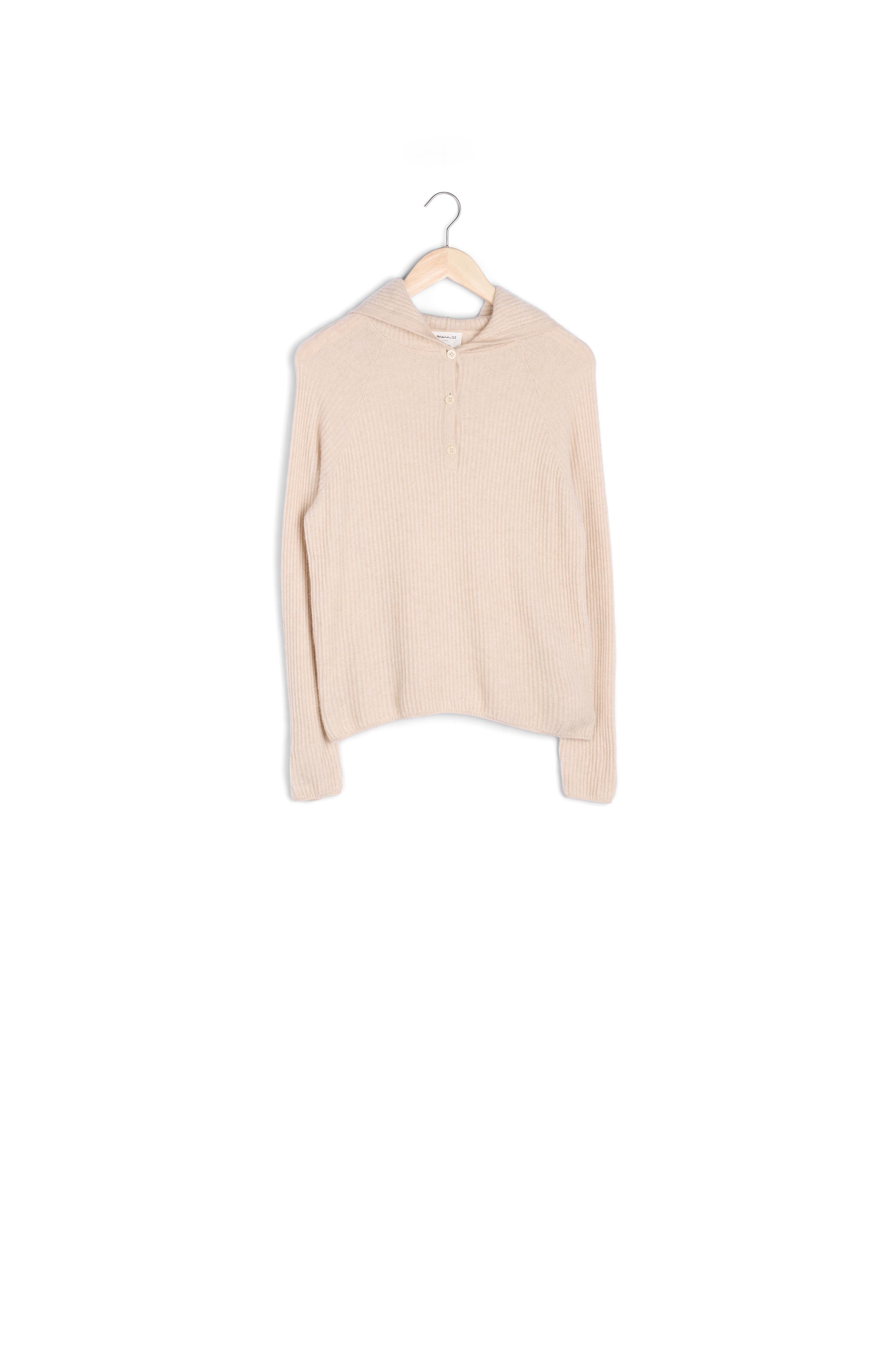 Pull à capuche en cachemire recyclé beige Teddy Faume - seconde main