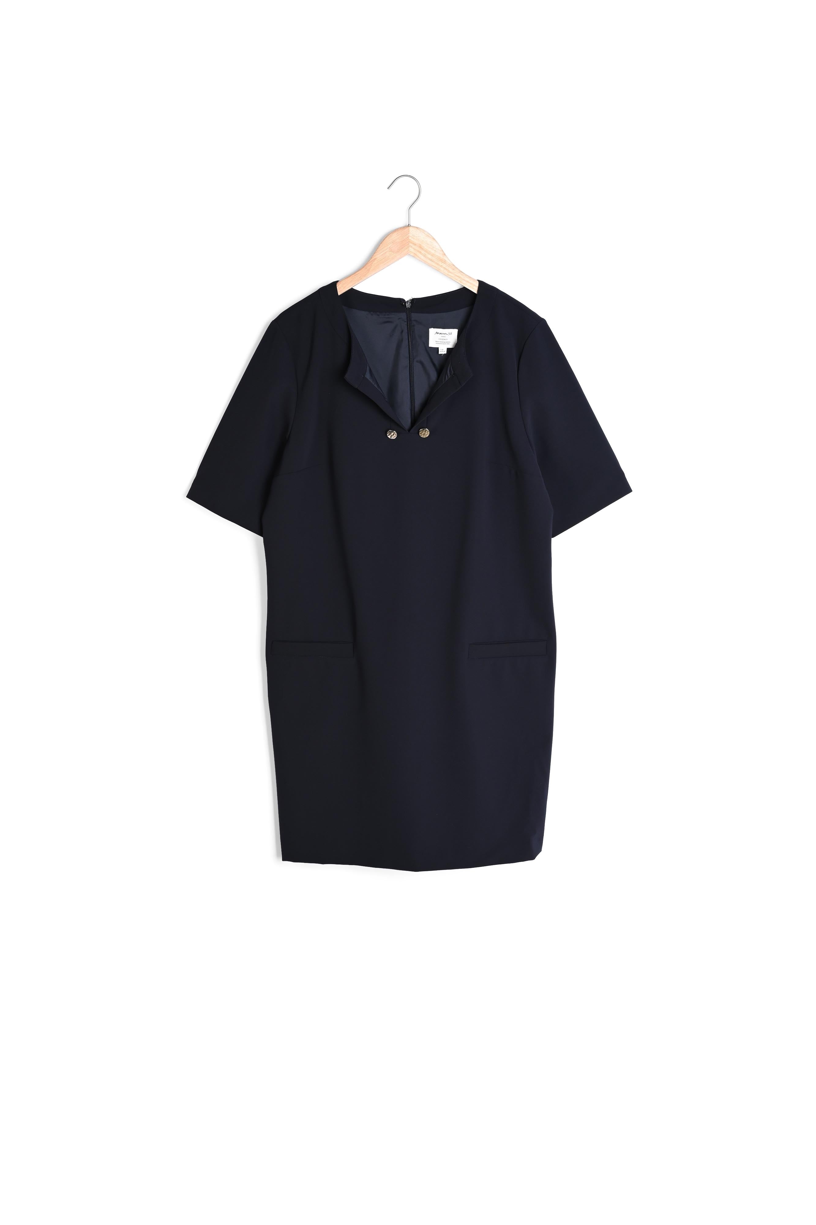 Robe droite marine col V Idalgo Faume - seconde main