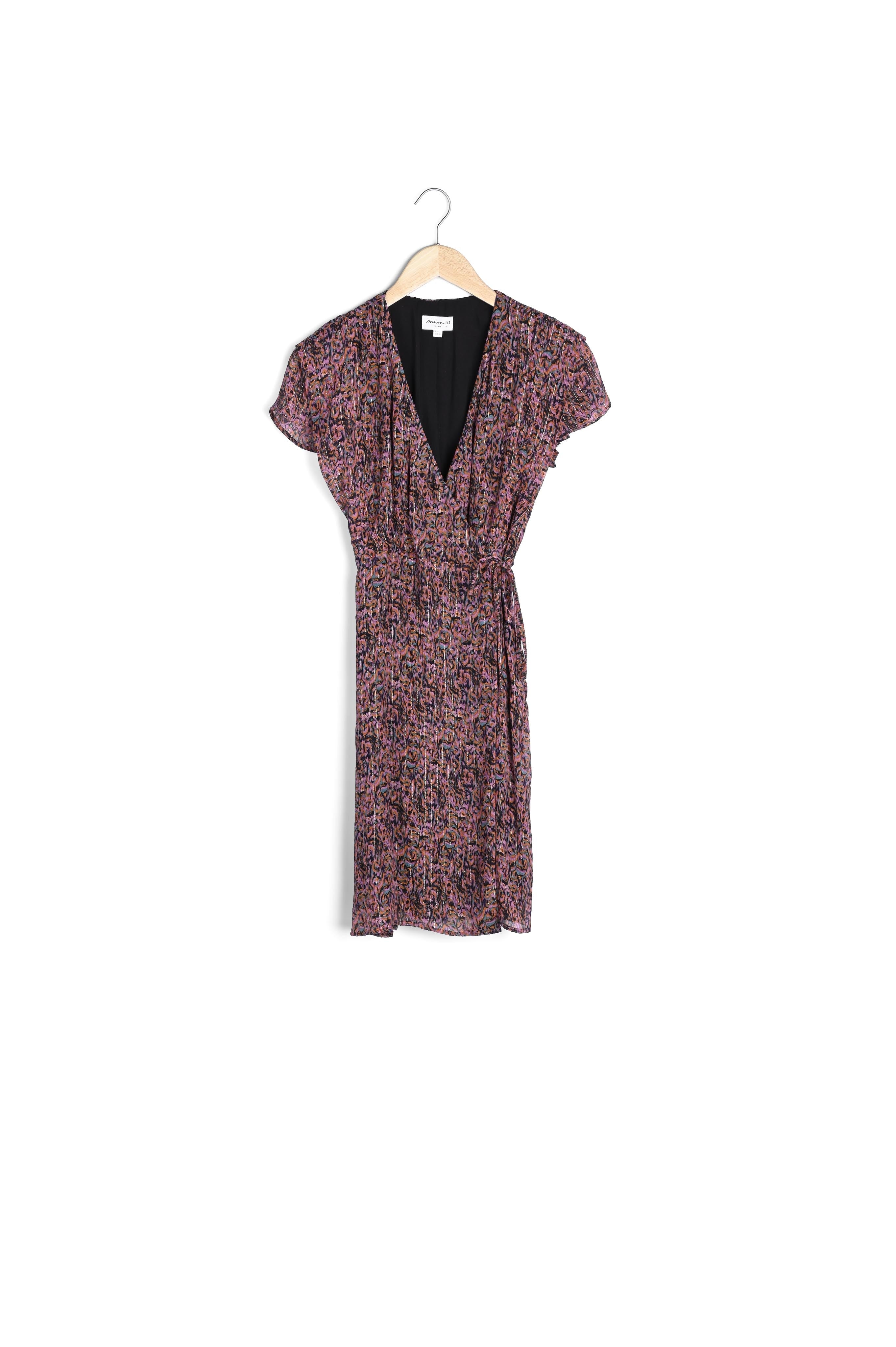 Robe courte cache-coeur imprimée rose Nabel Faume - seconde main