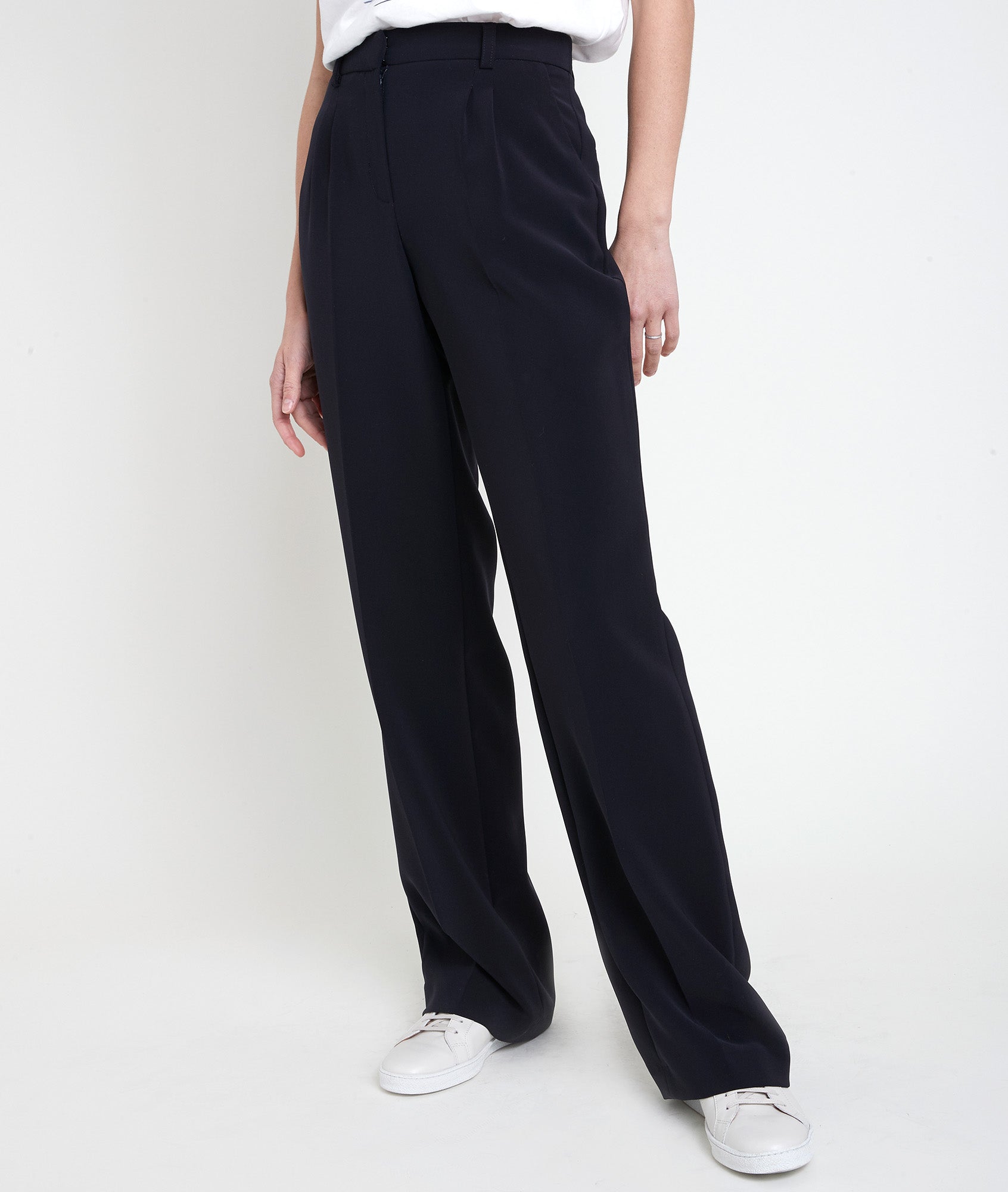 Pantalon marine en microfibre large Marcel Faume - seconde main