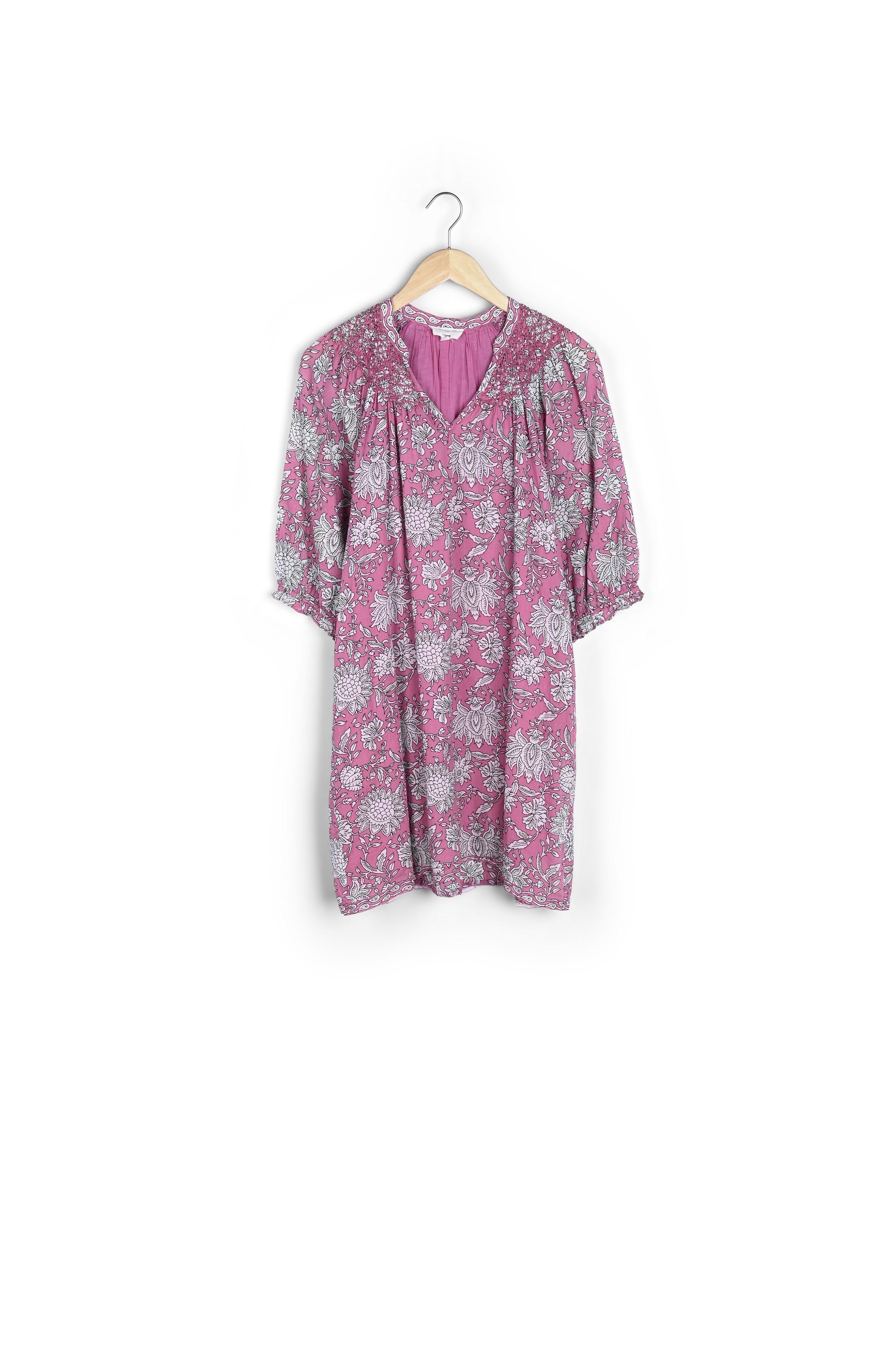 Robe courte imprimée en coton bio fuchsia Nibellule Faume - seconde main