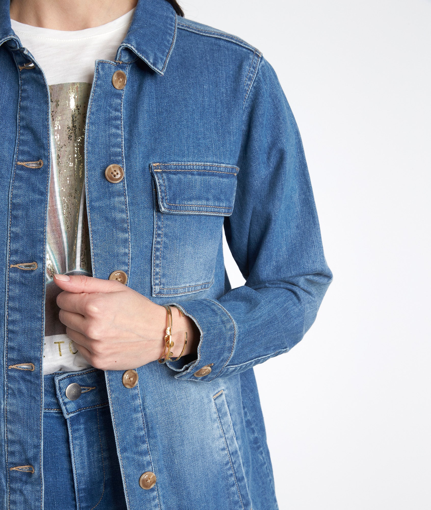 Veste longue en coton stone used Fanny Faume - seconde main