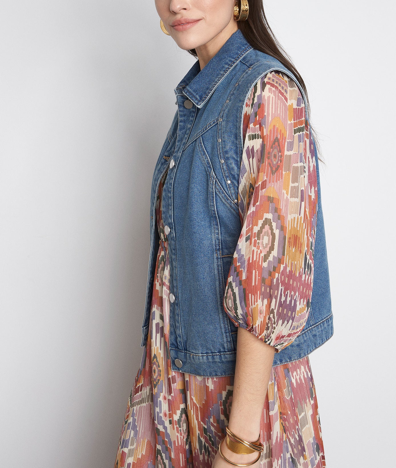 Veste en jean sans manches stone used Fanfan Faume - seconde main