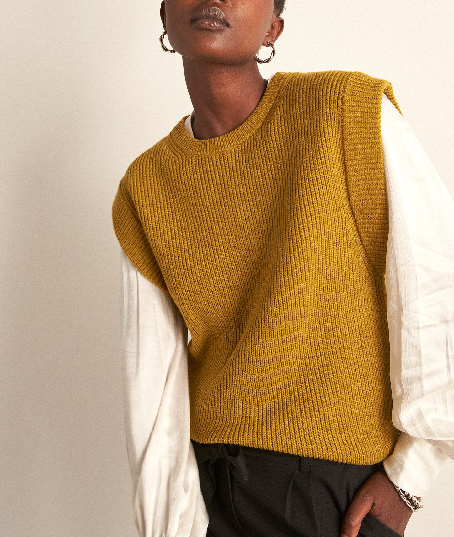 Pull sans manches en viscose EcoVero olive Bill Faume - seconde main