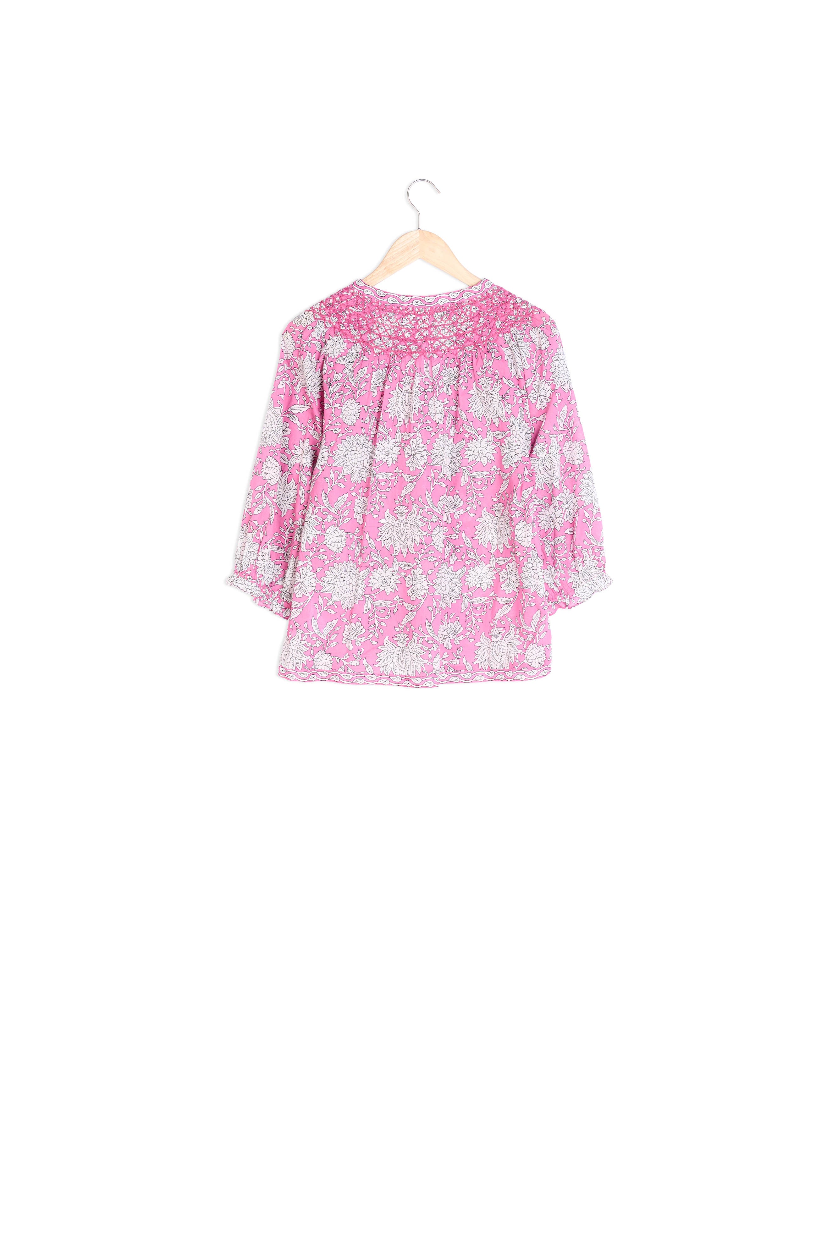 Blouse imprimée en coton bio fushia Libellule Faume - seconde main