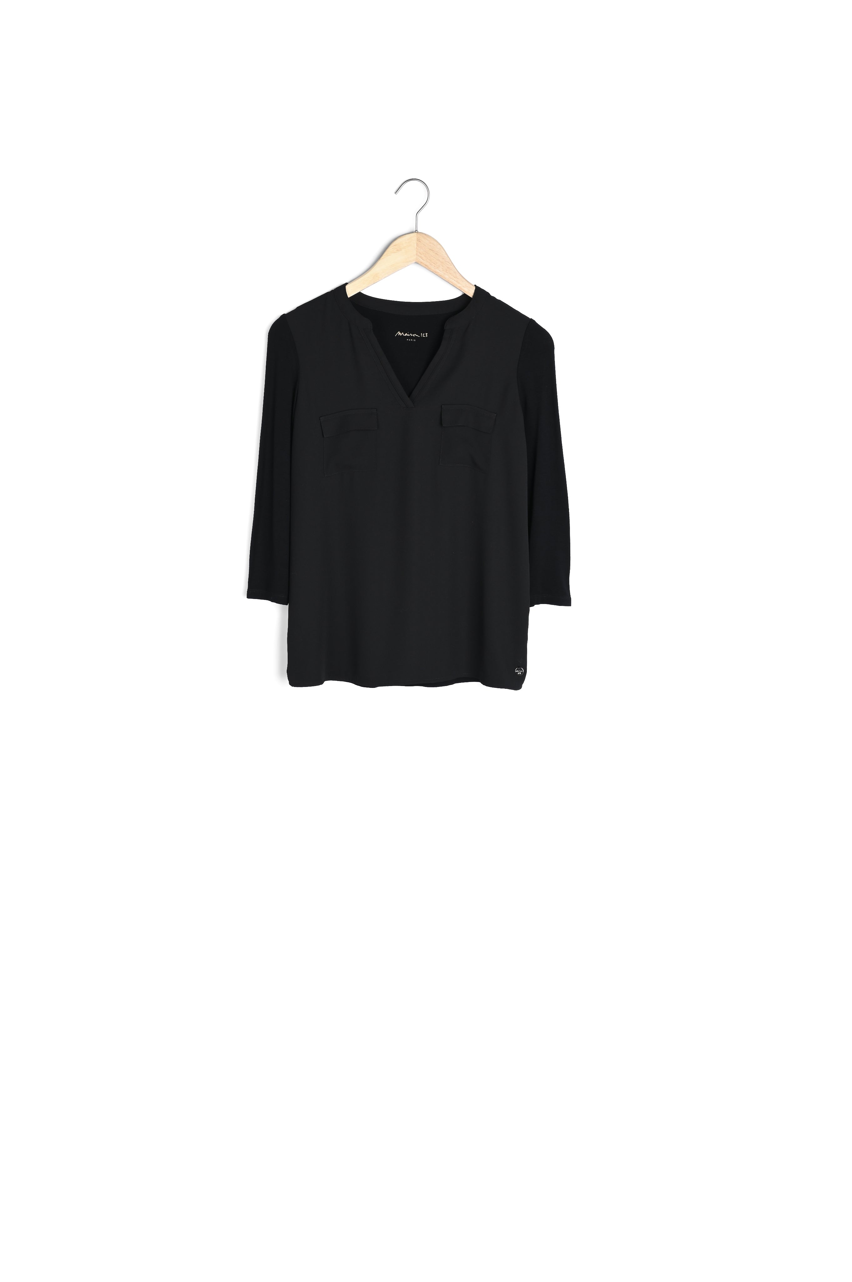 Blouse bimatière à col V Genna Faume - seconde main