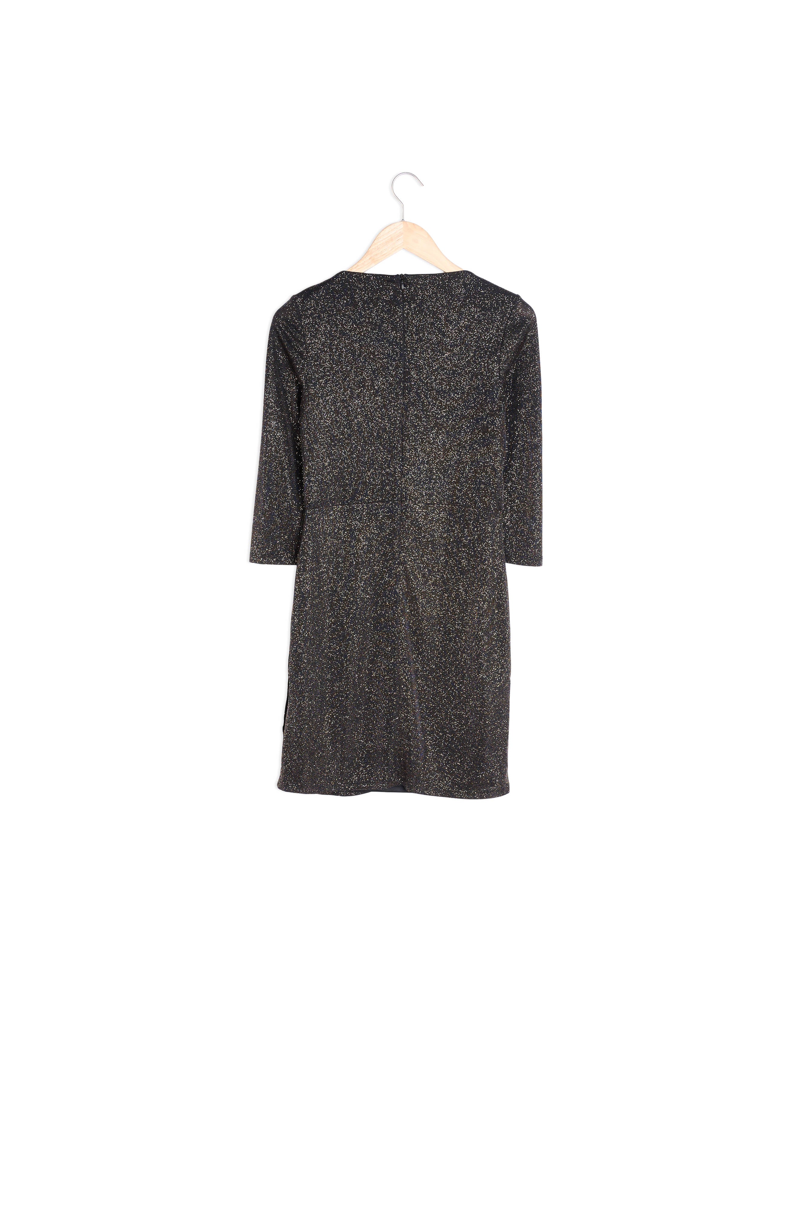 Robe courte et drapée noire et dorée Helite Faume - seconde main