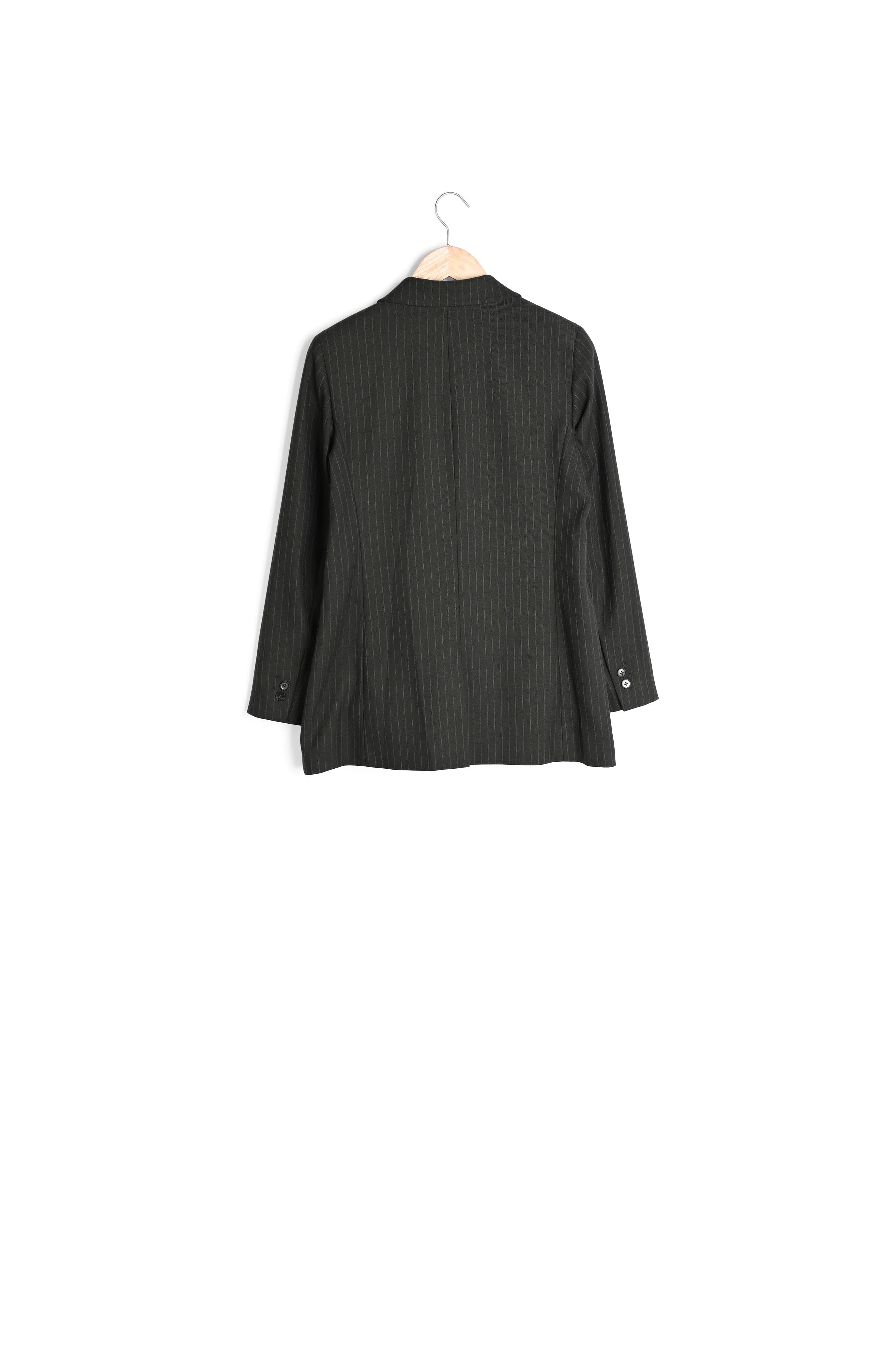 Veste tailleur finement rayée kaki Florine Faume - seconde main