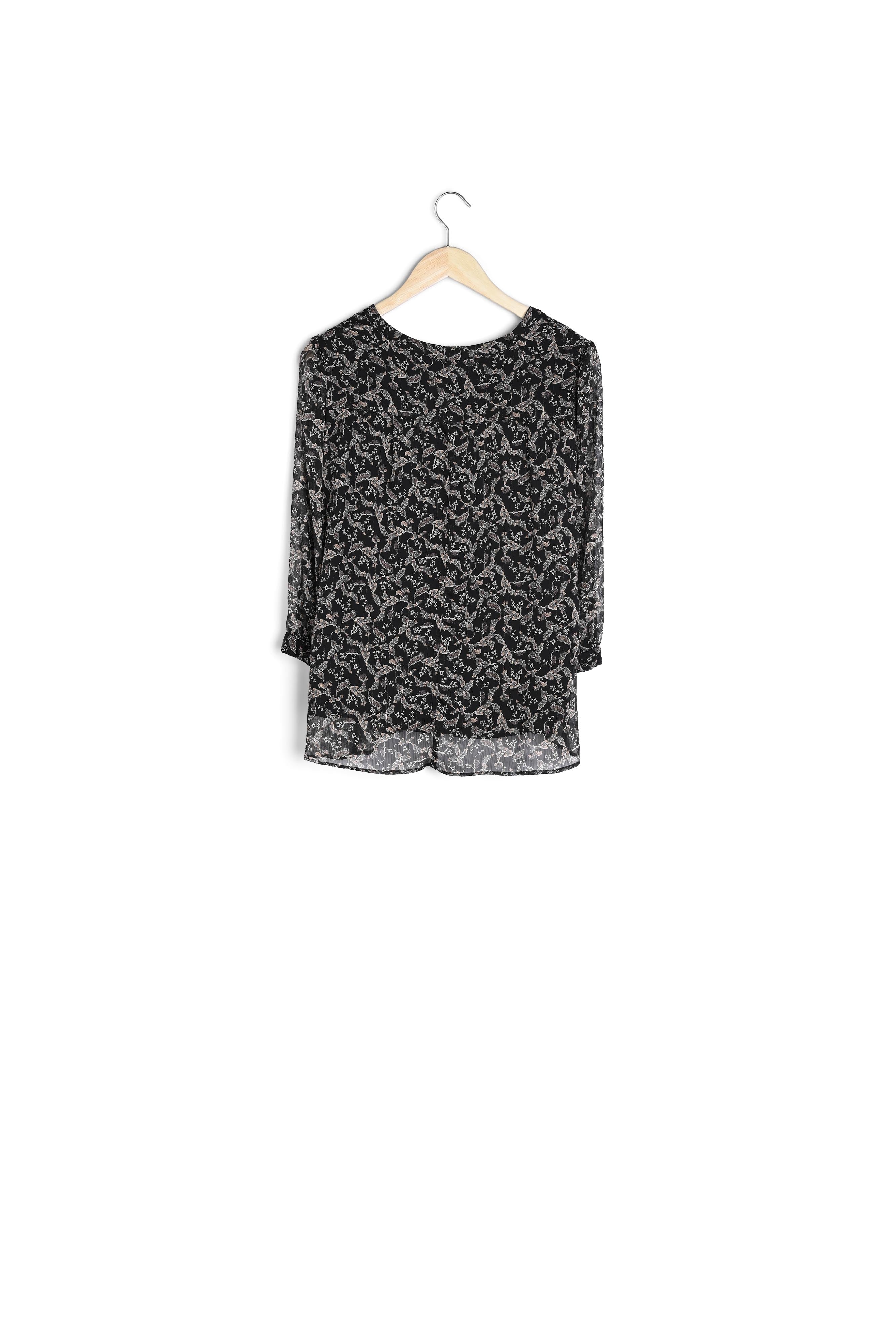 Blouse noire imprimée Elsa Faume - seconde main