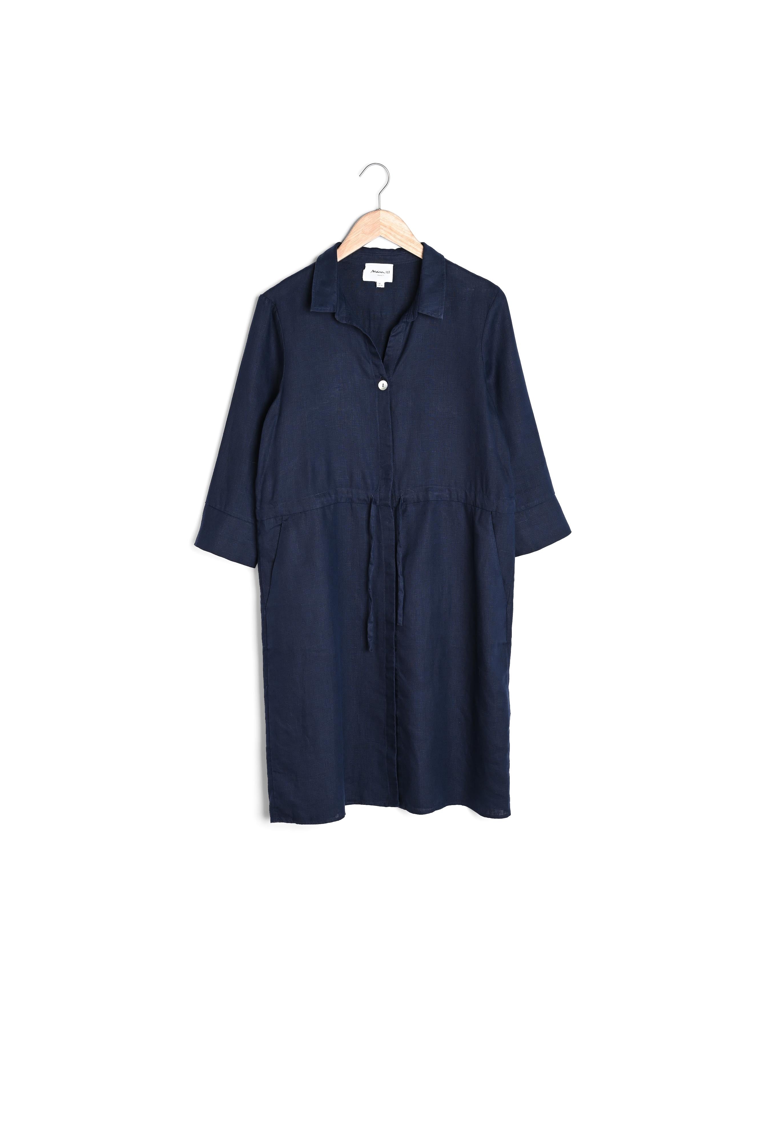 Robe chemise en lin bleu marine Luna Faume - seconde main
