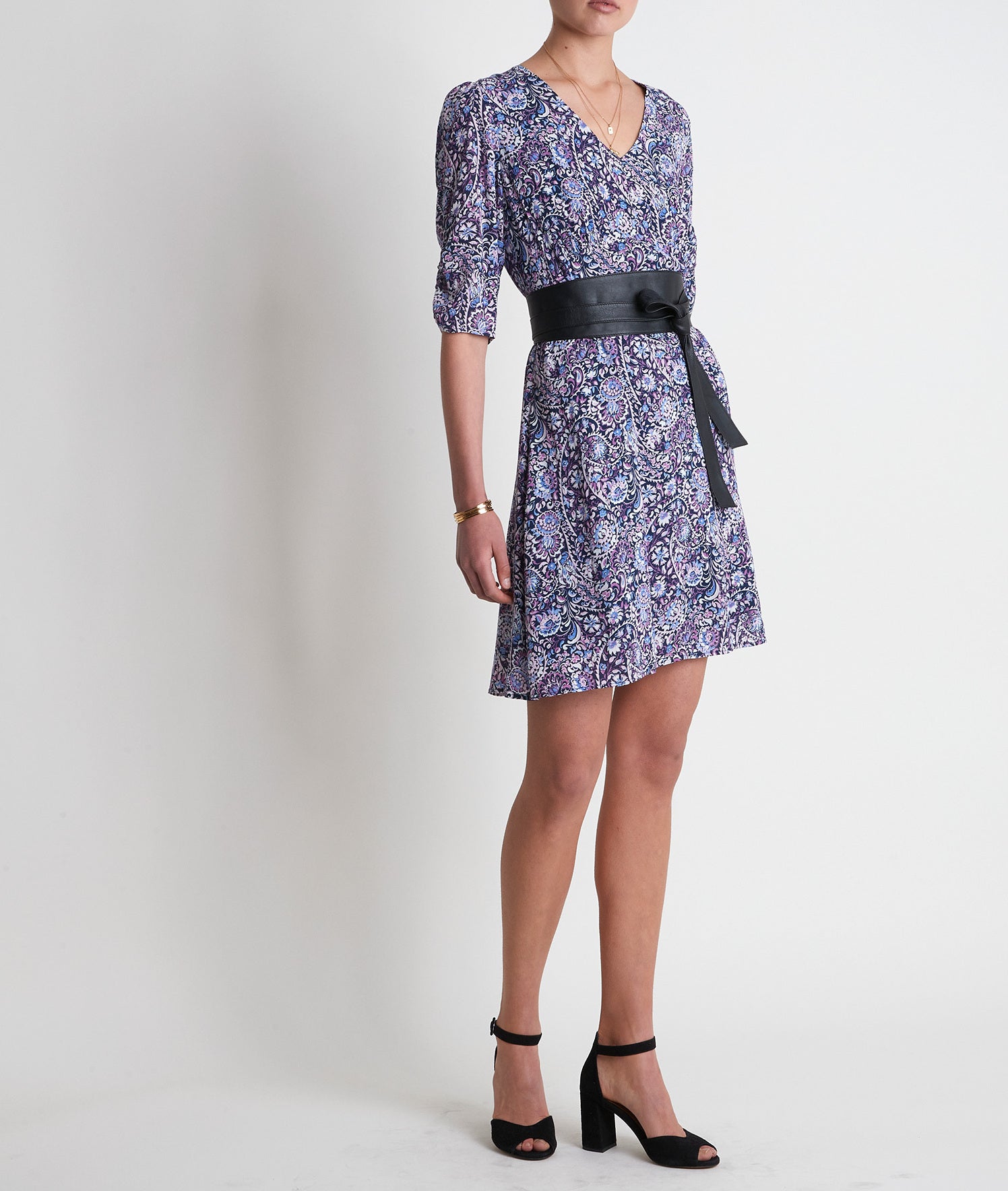 Robe courte imprimée bleue Claude bis Faume - seconde main