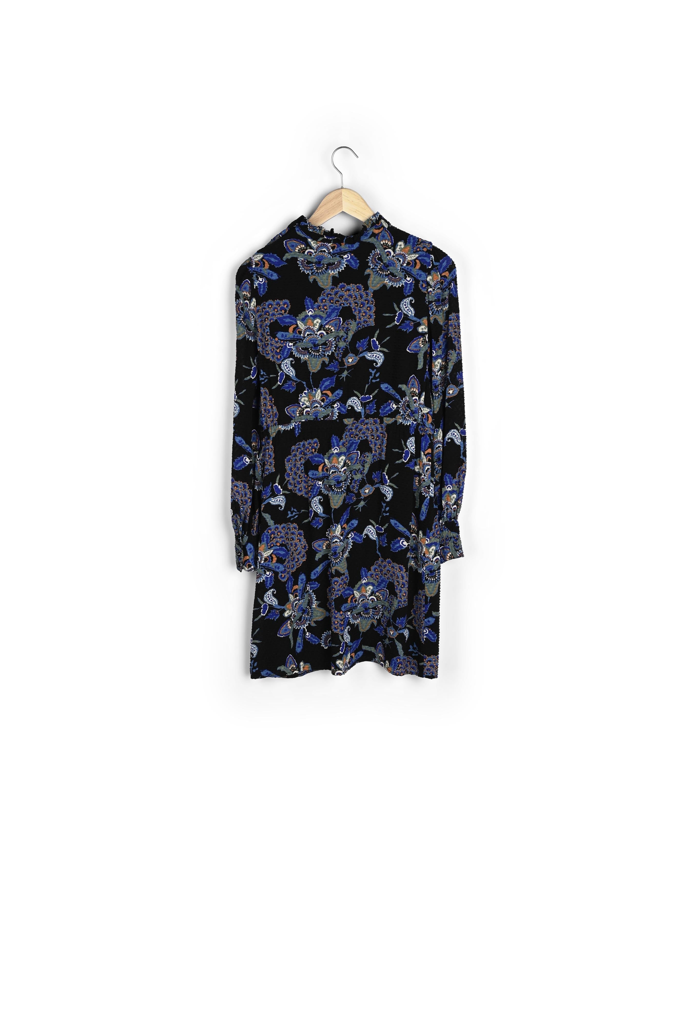 Robe courte imprimée bleue et noire Sixteen Faume - seconde main