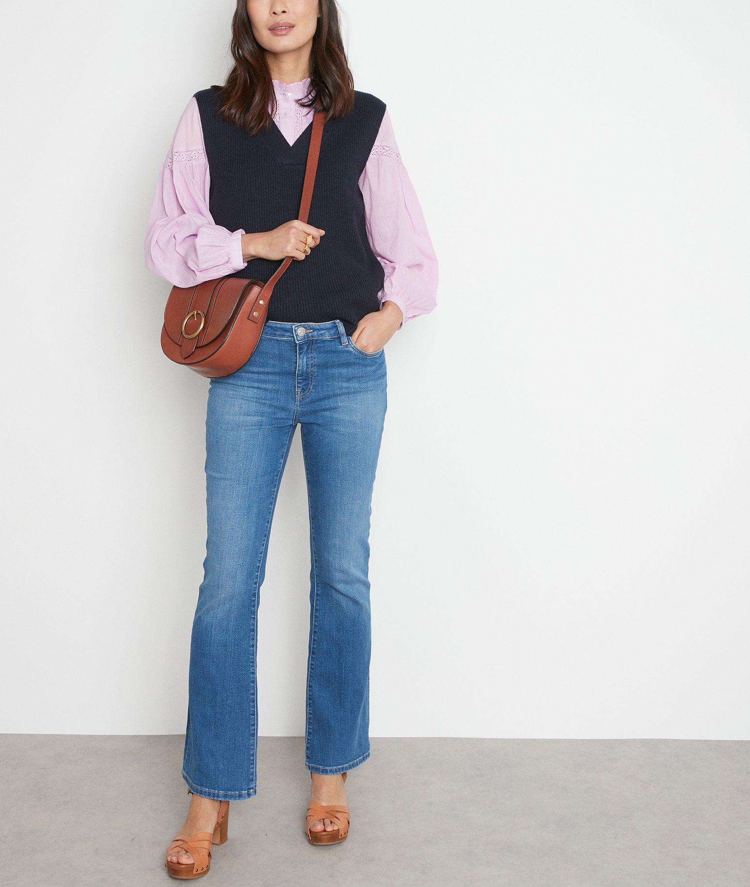 Blouse boutonnée en coton mauve Lalita Faume - seconde main