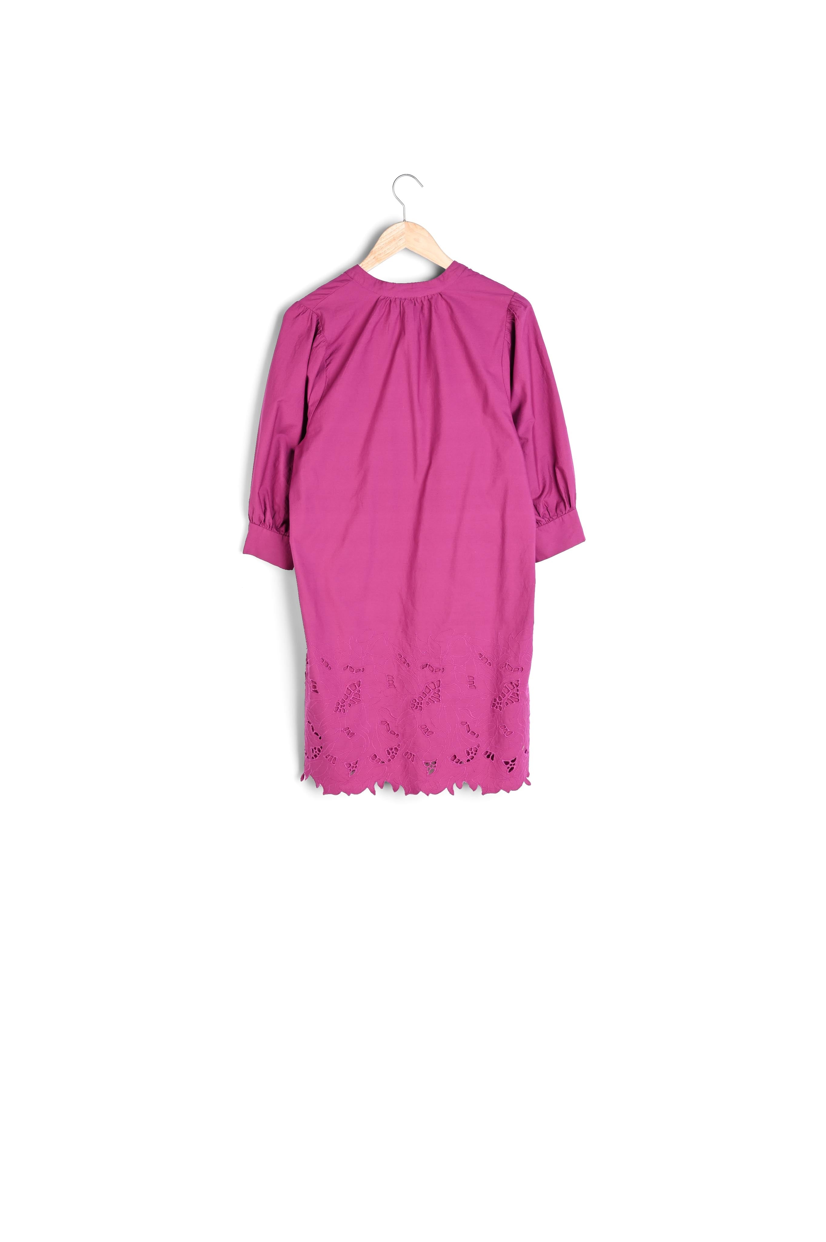 Robe courte en coton brodé fuschia Sidonie Faume - seconde main