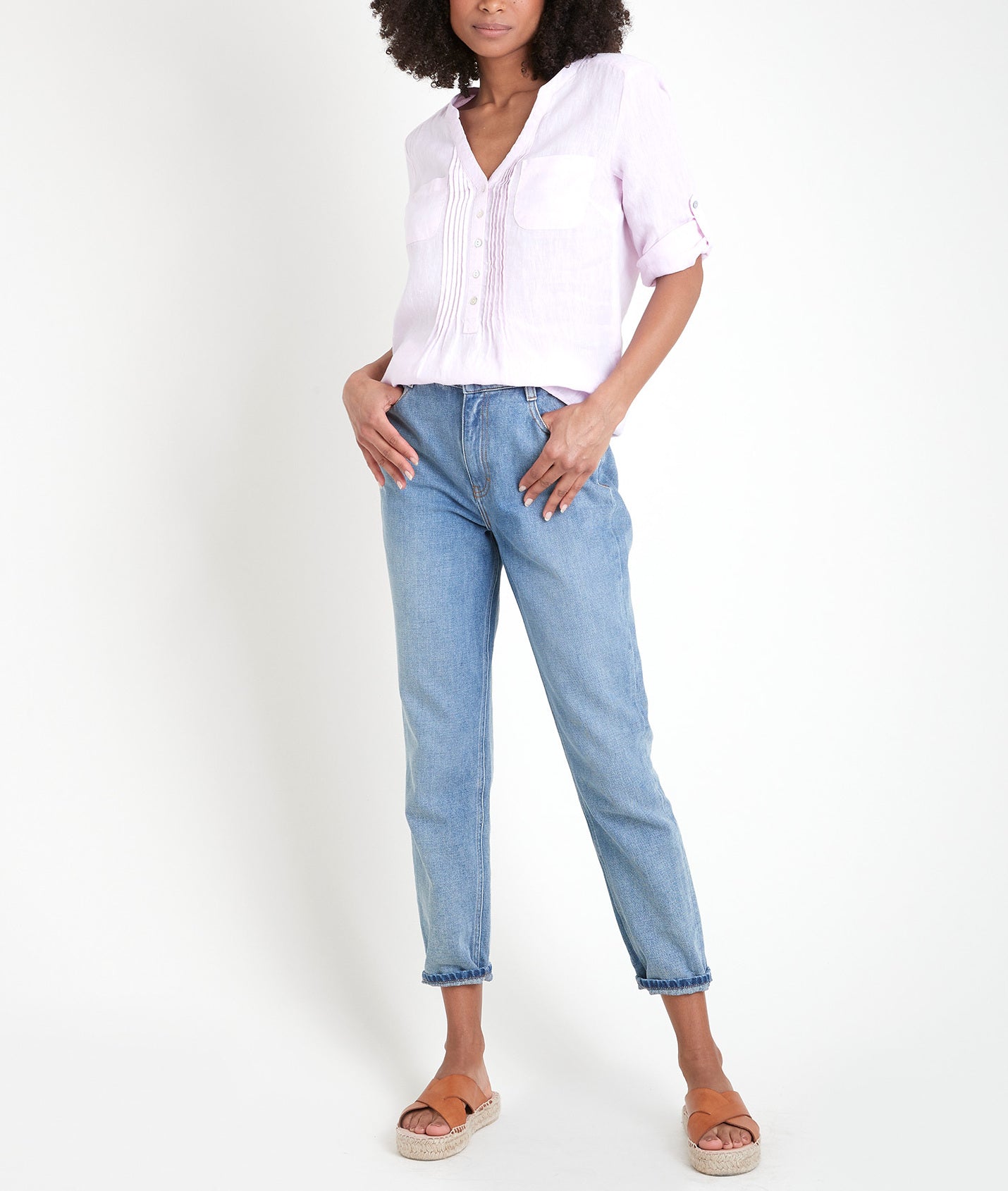 Blouse en lin rose poudré Roma Faume - seconde main