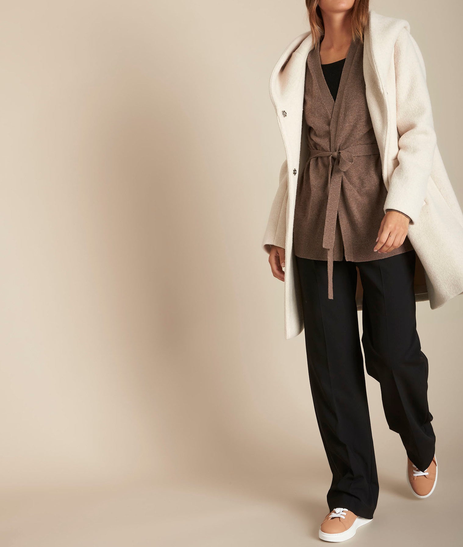 Gilet en cachemire ceinturé ébène Fougere Faume - seconde main