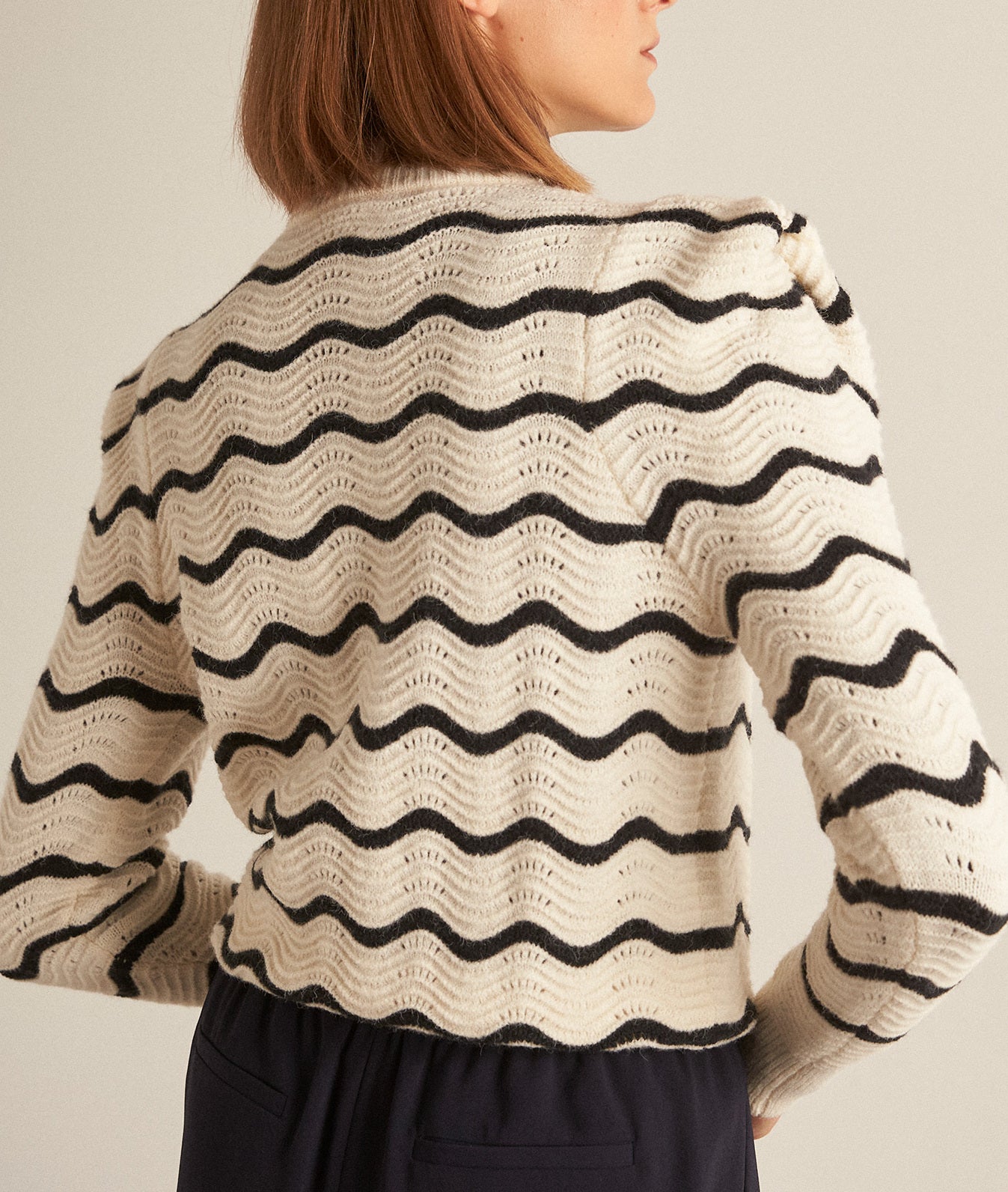 Pull marinière à épaulettes écru Berberis Faume - seconde main