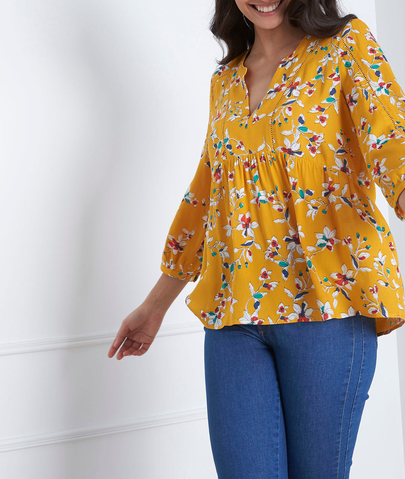 Blouse jaune imprimé Vigue Faume - seconde main