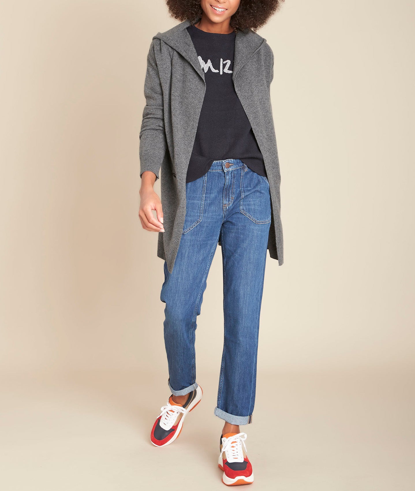 Pull marine avec logo Fidji Faume - seconde main