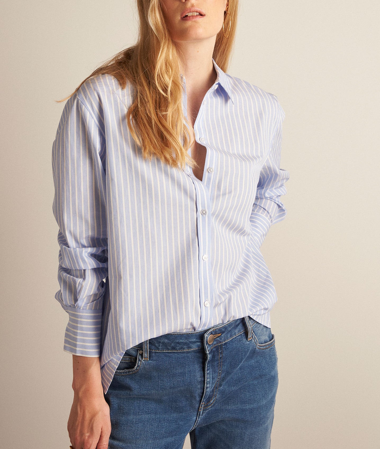 Chemise en coton rayé bleu ciel Charon Faume - seconde main