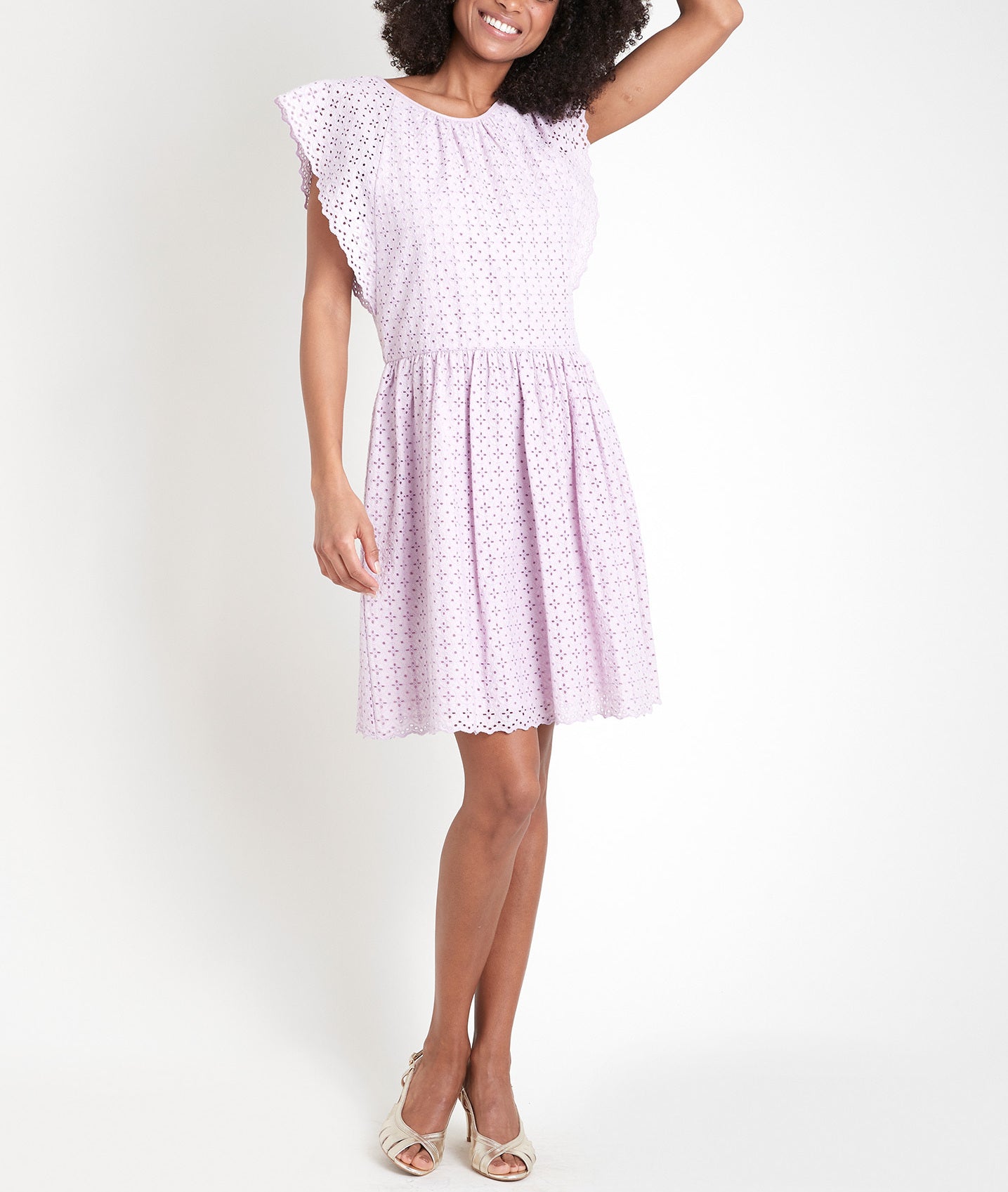Robe en coton brodée mauve Lilian Faume - seconde main