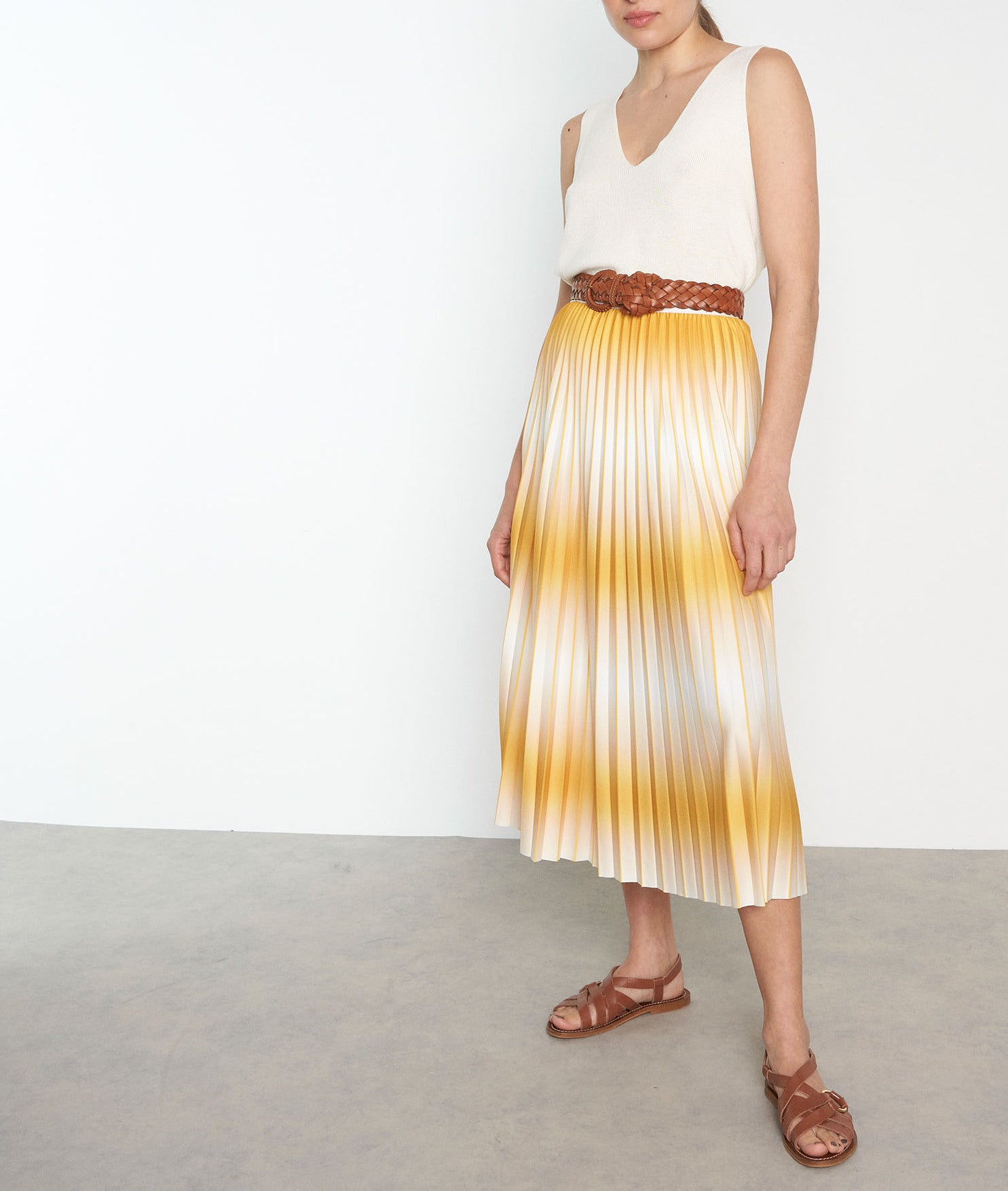 Jupe longue plissée tie and dye soleil Dora Faume - seconde main