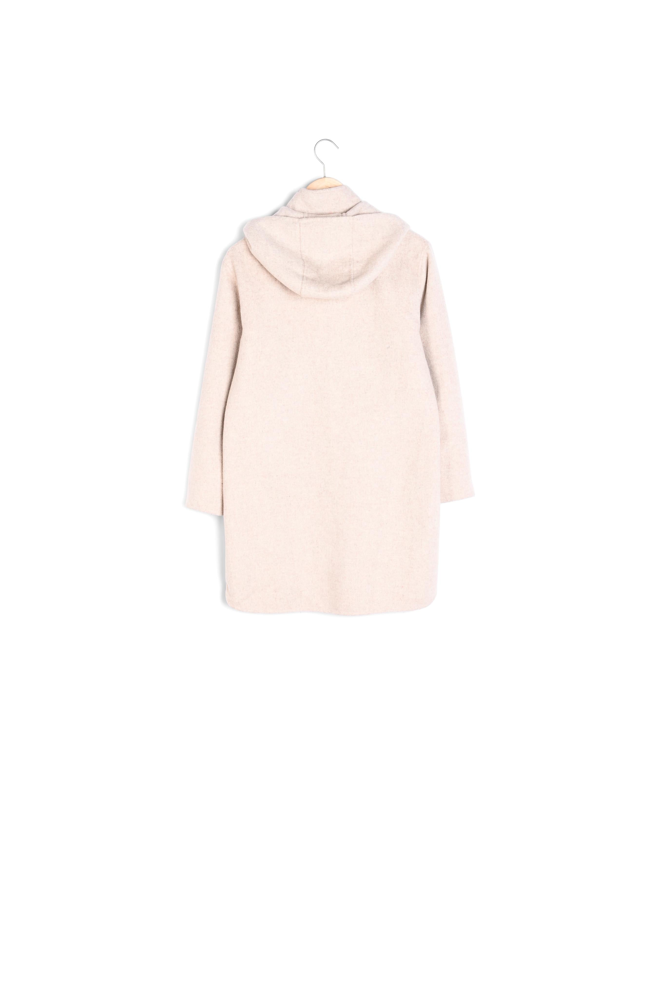 Manteau à capuche long asymétrique beige Liv Faume - seconde main