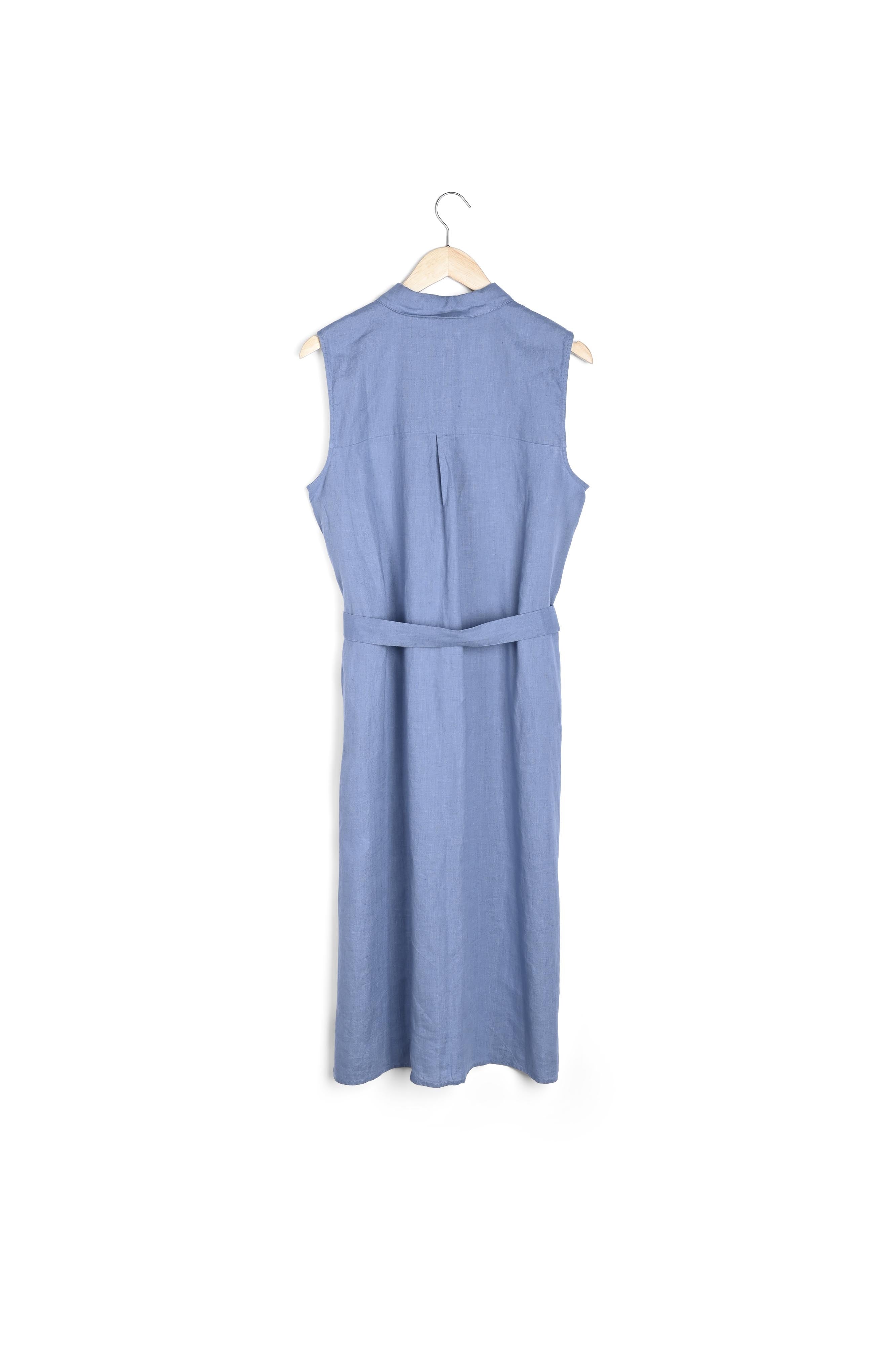 Robe chemise sans manches en lin certifié bleu ciel Cyrielle Faume - seconde main
