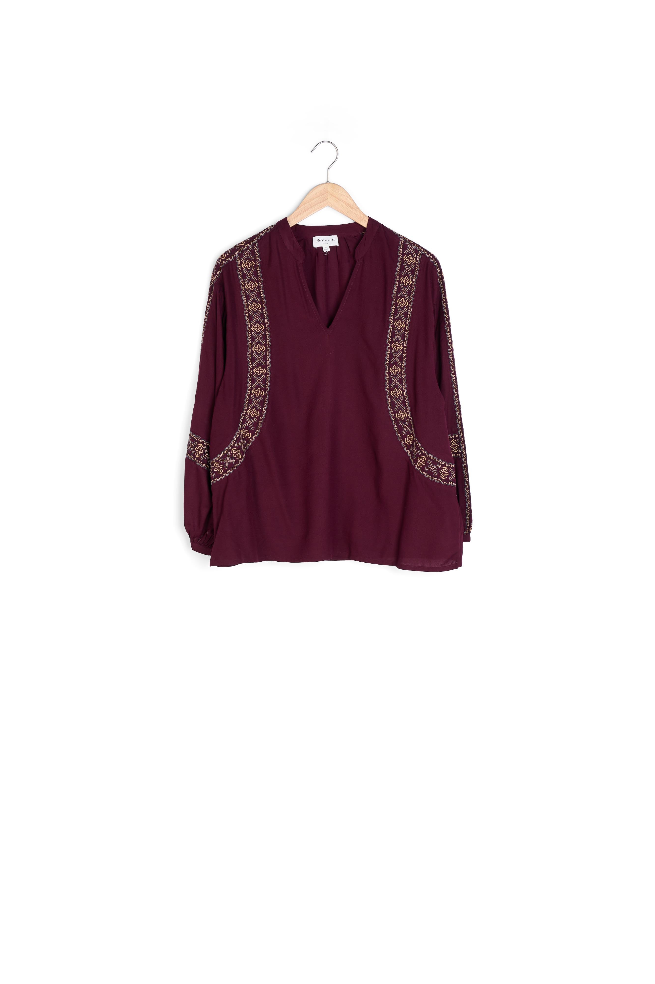 Blouse brodée bordeaux Caramba Faume - seconde main