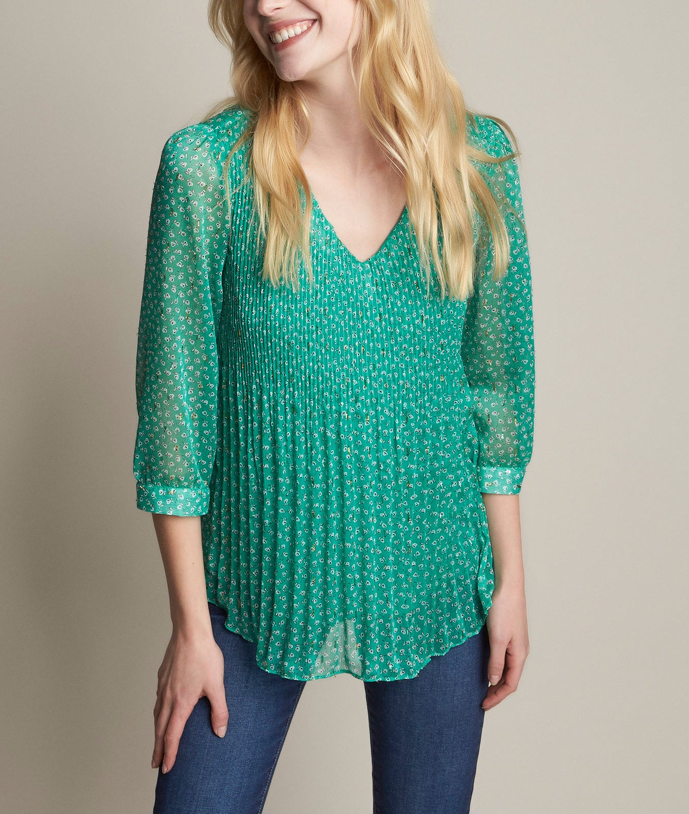 Blouse plissée imprimée Eva Faume - seconde main