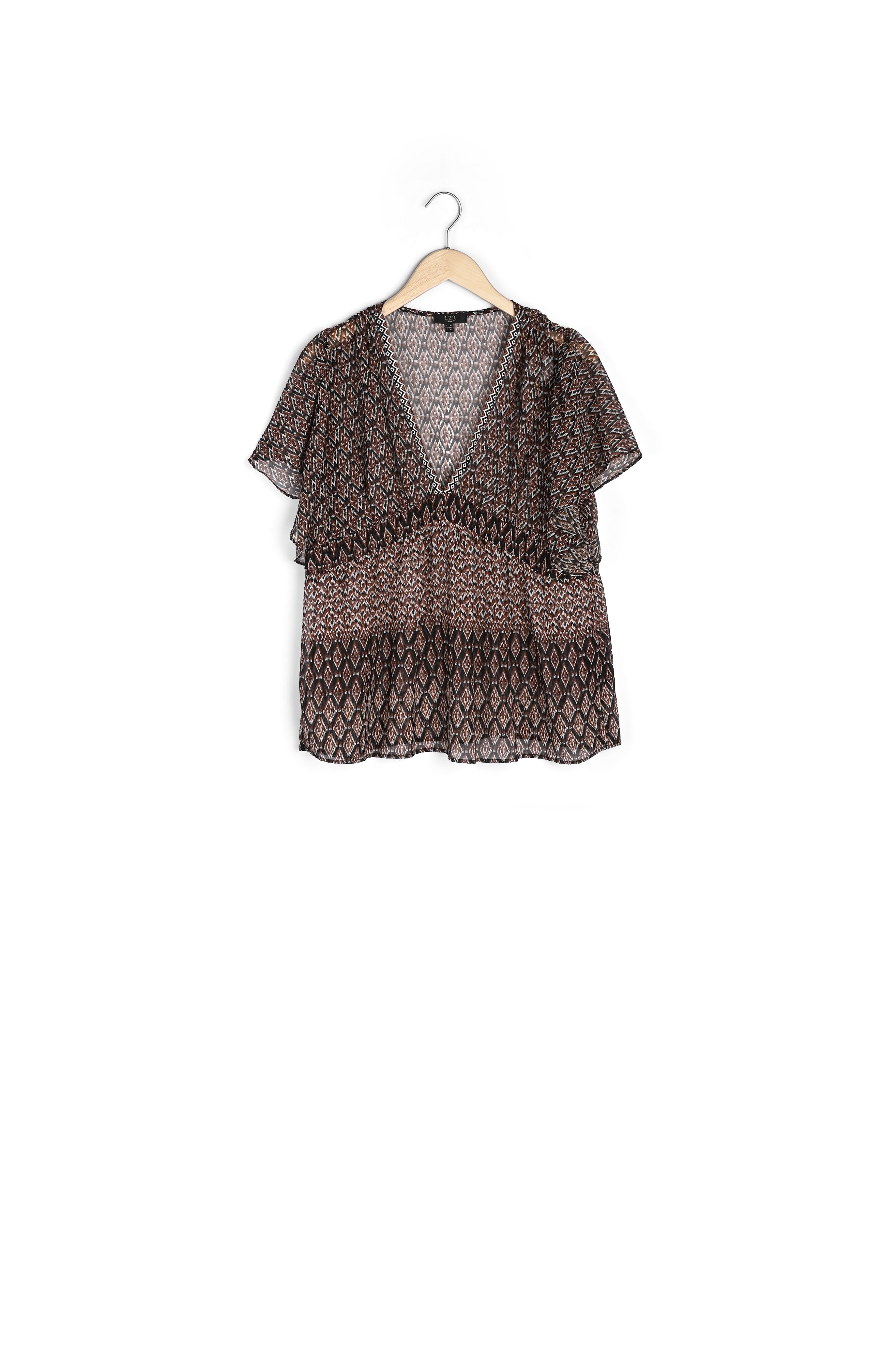 Blouse noire fluide imprimé ethnique Victorine Faume - seconde main