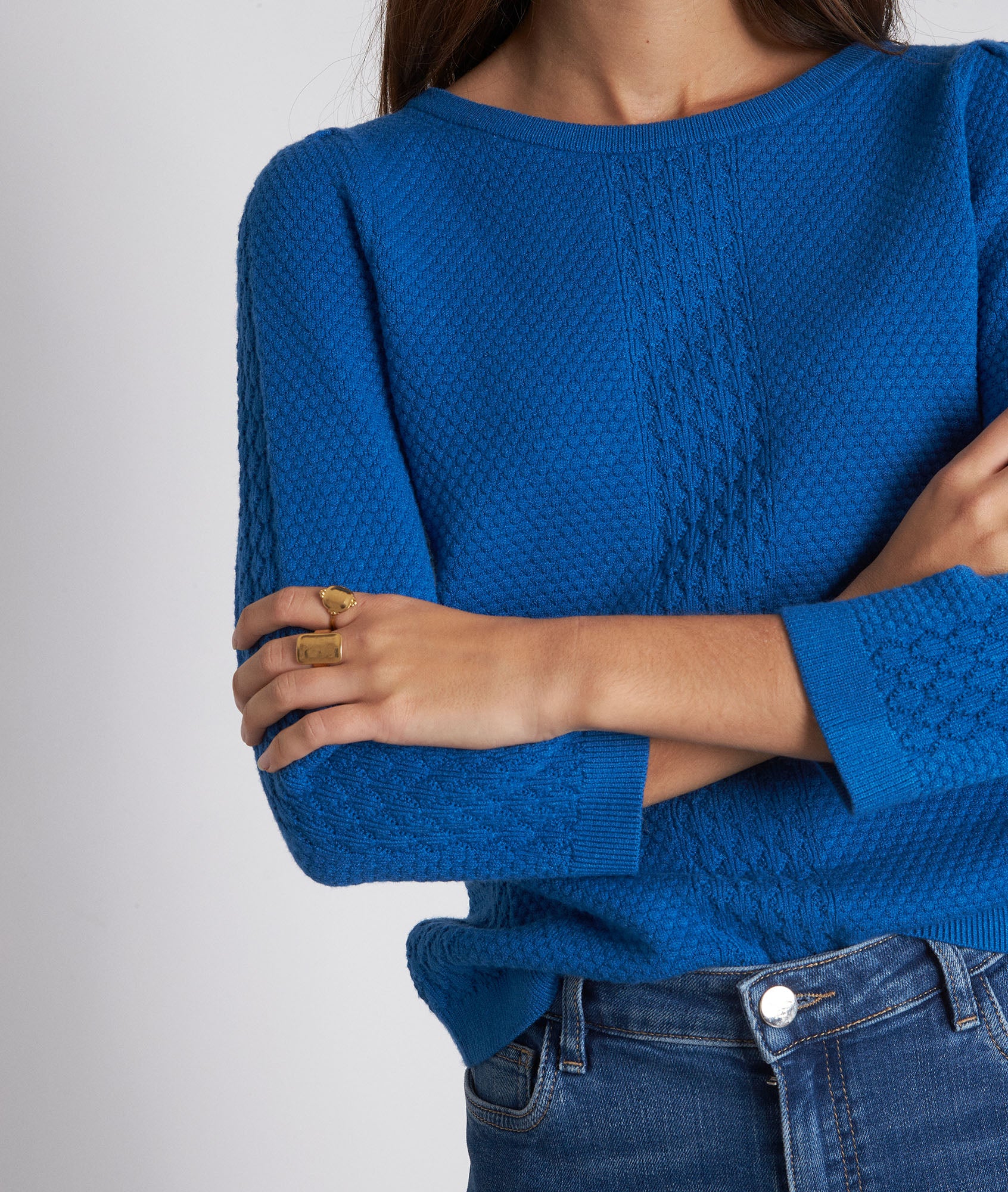 Pull en viscose texturée bleu Presley Faume - seconde main