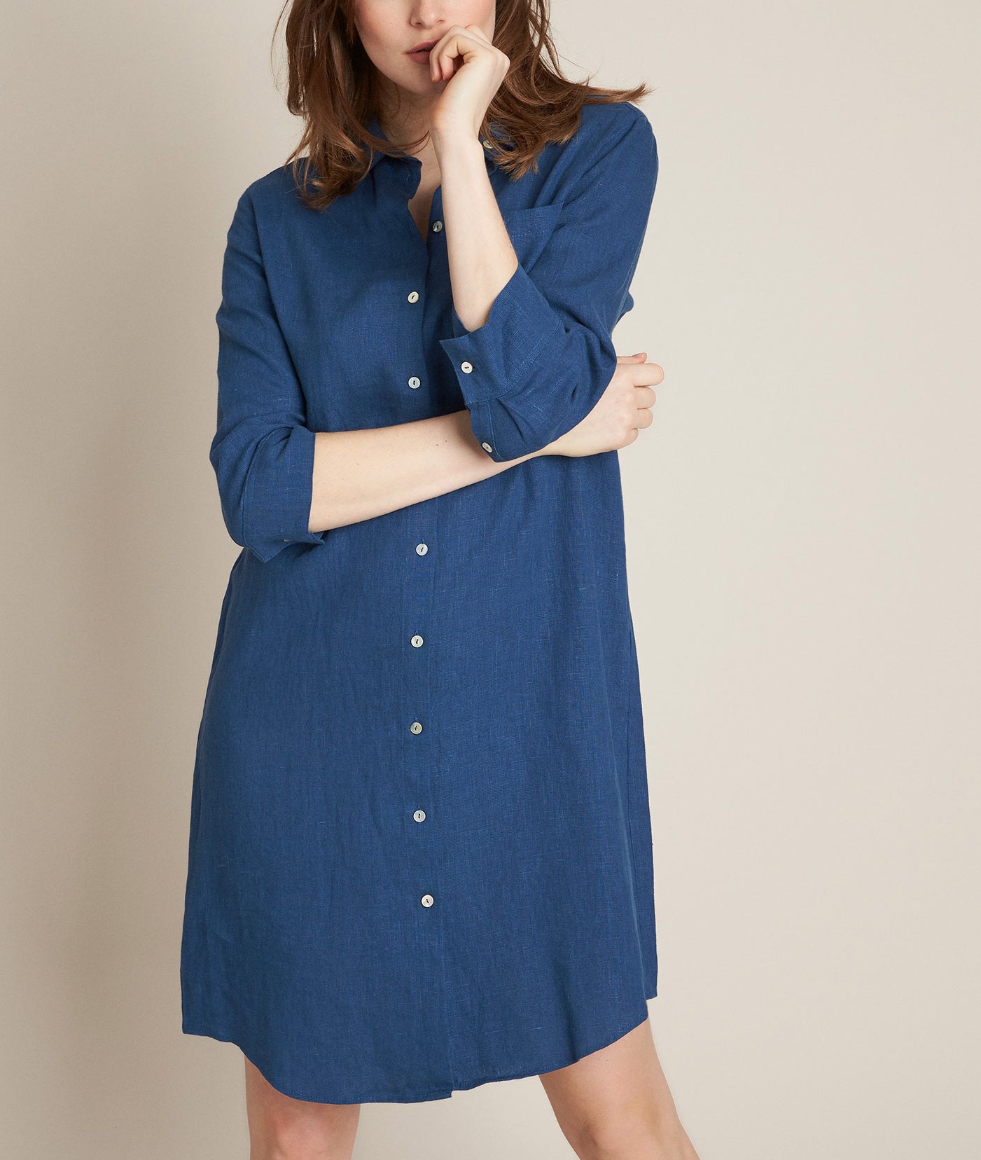 Robe chemise en lin indigo Celine Faume - seconde main